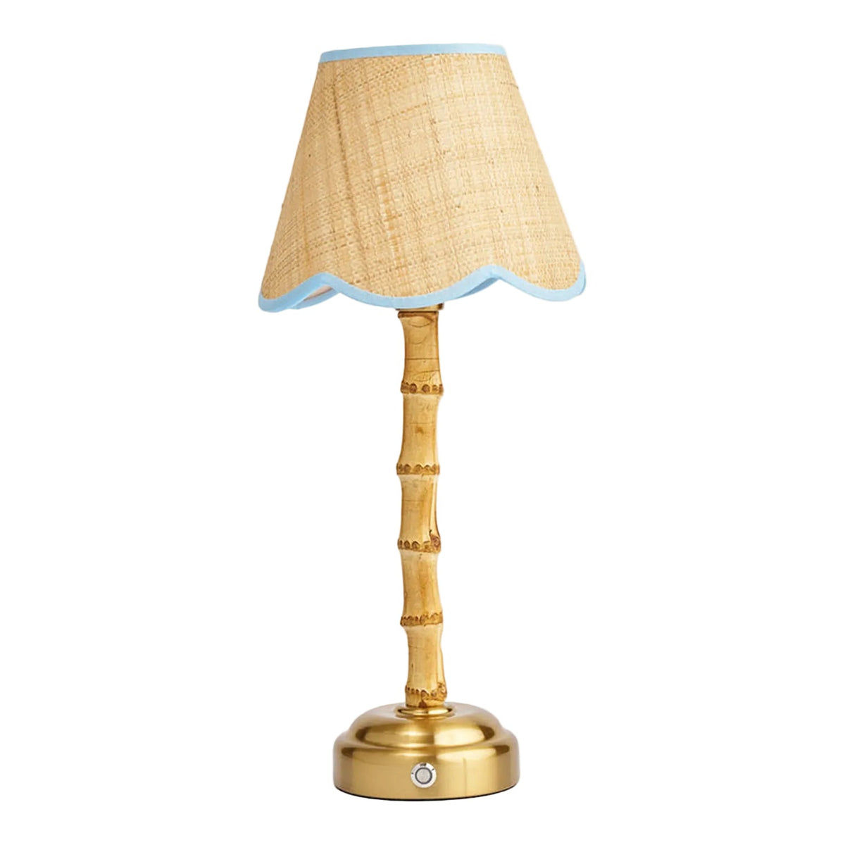 Bamboo Table Lamp with Blue Raffia Lampshade