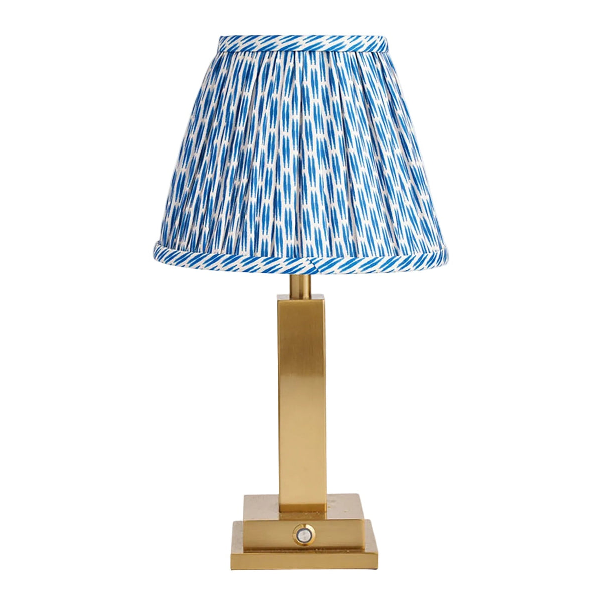 Allegra Rechargeable Table Lamp with Blue Patola Lampshade