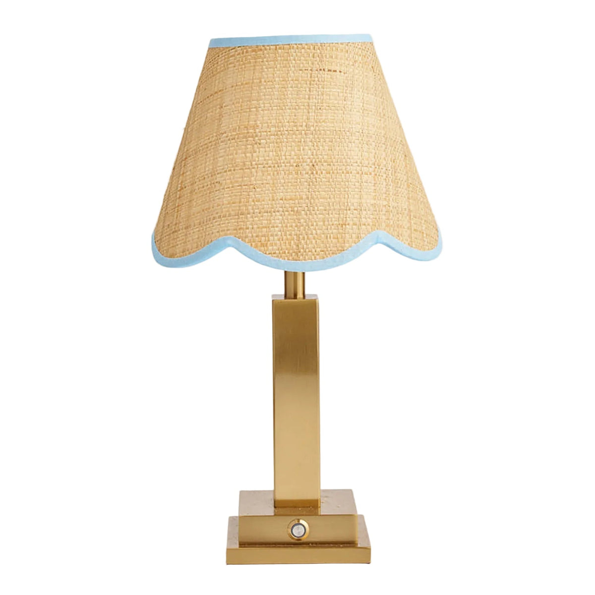 Allegra Rechargeable Table Lamp with Blue Raffia Lampshade