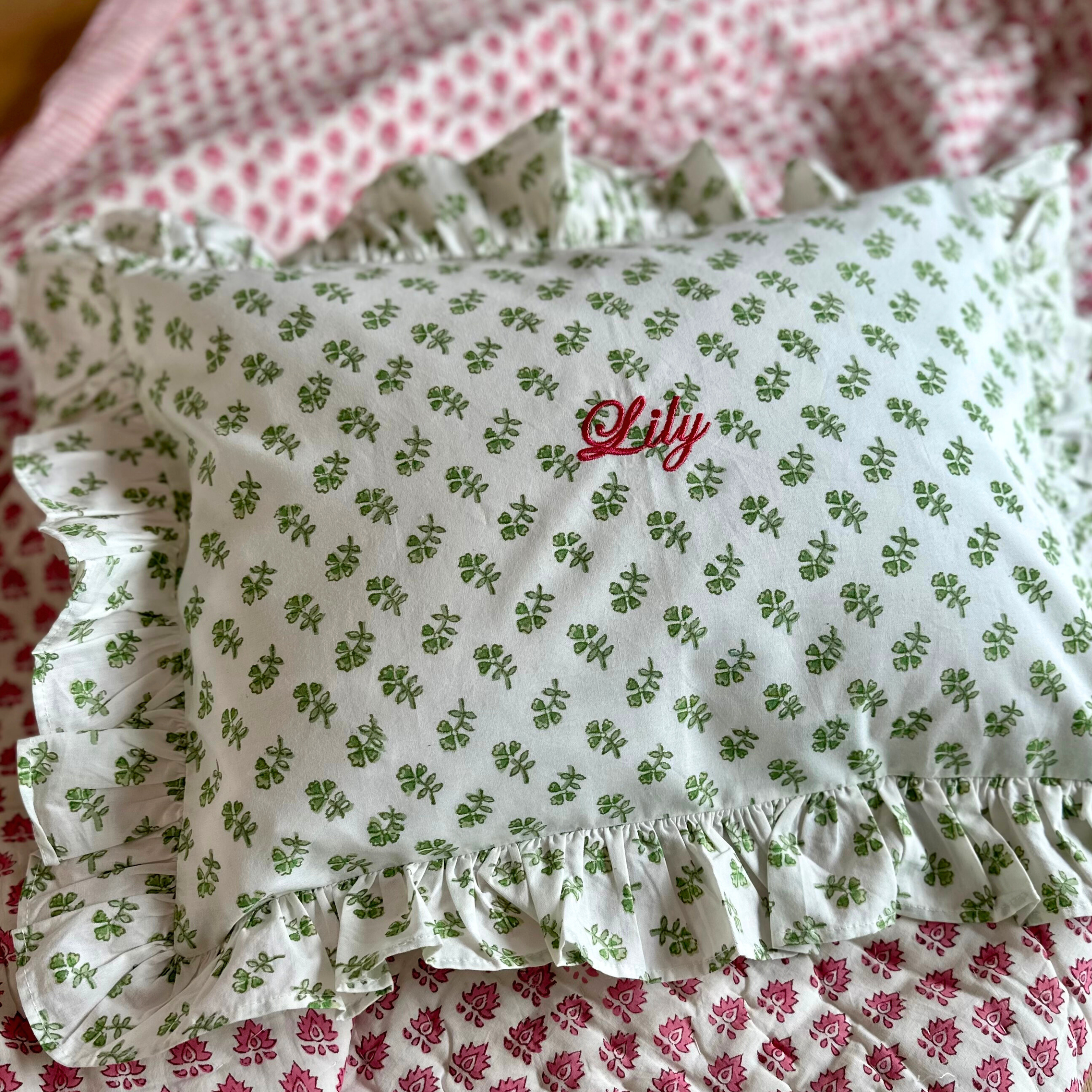 Green Ditsy Baby Pillowcase