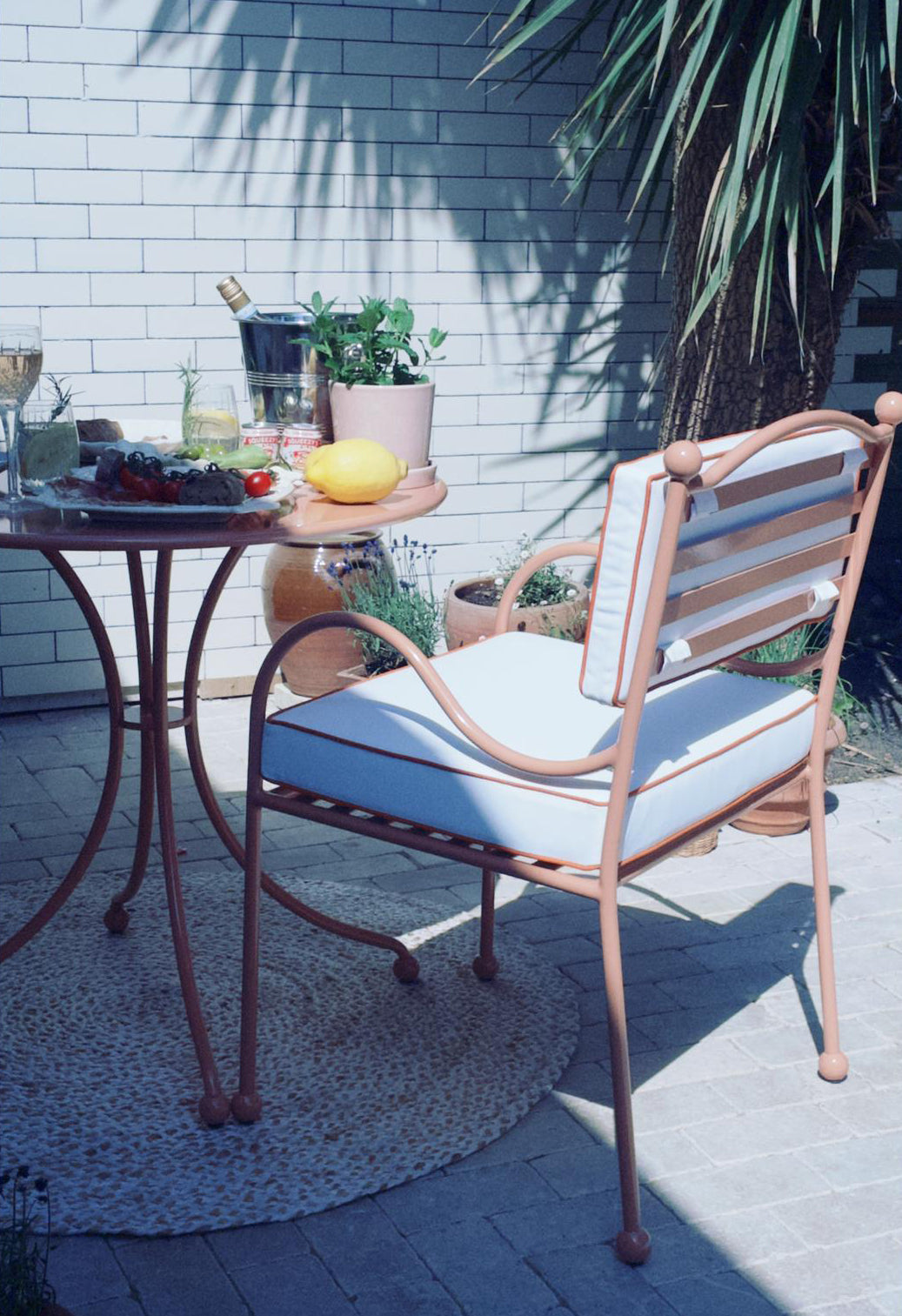 Panarea Armchair in Spritz, Orange & White Upholstery