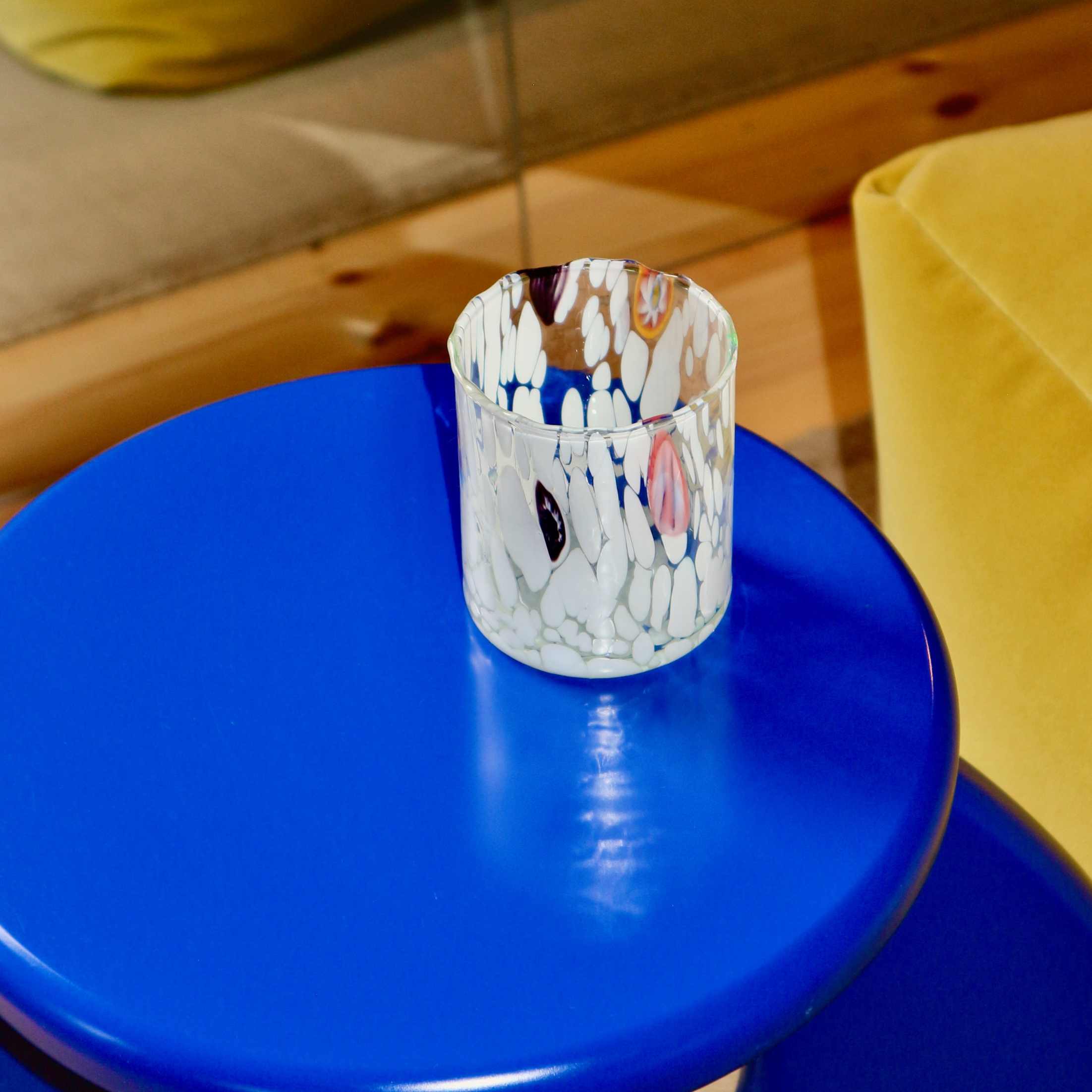 White Handblown Murano Glass Tumbler