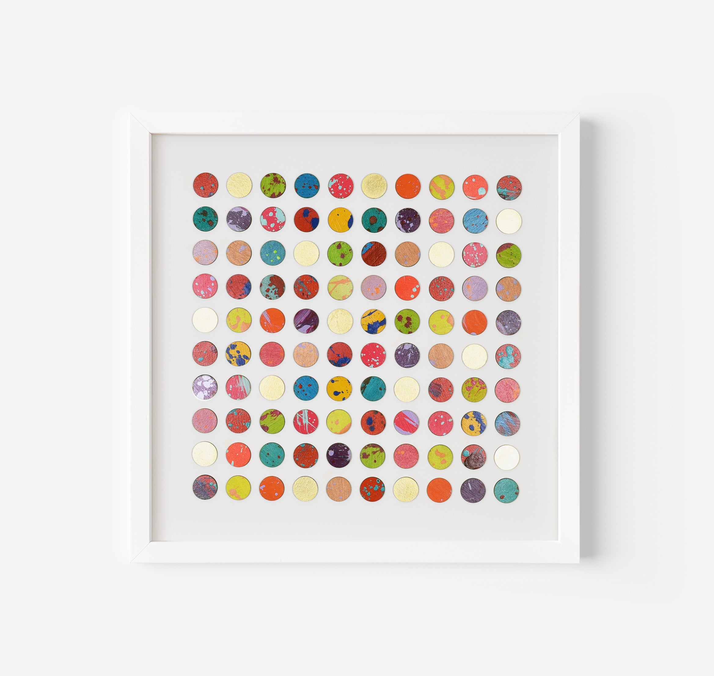 One Hundred Splash Dots Painting, Gold