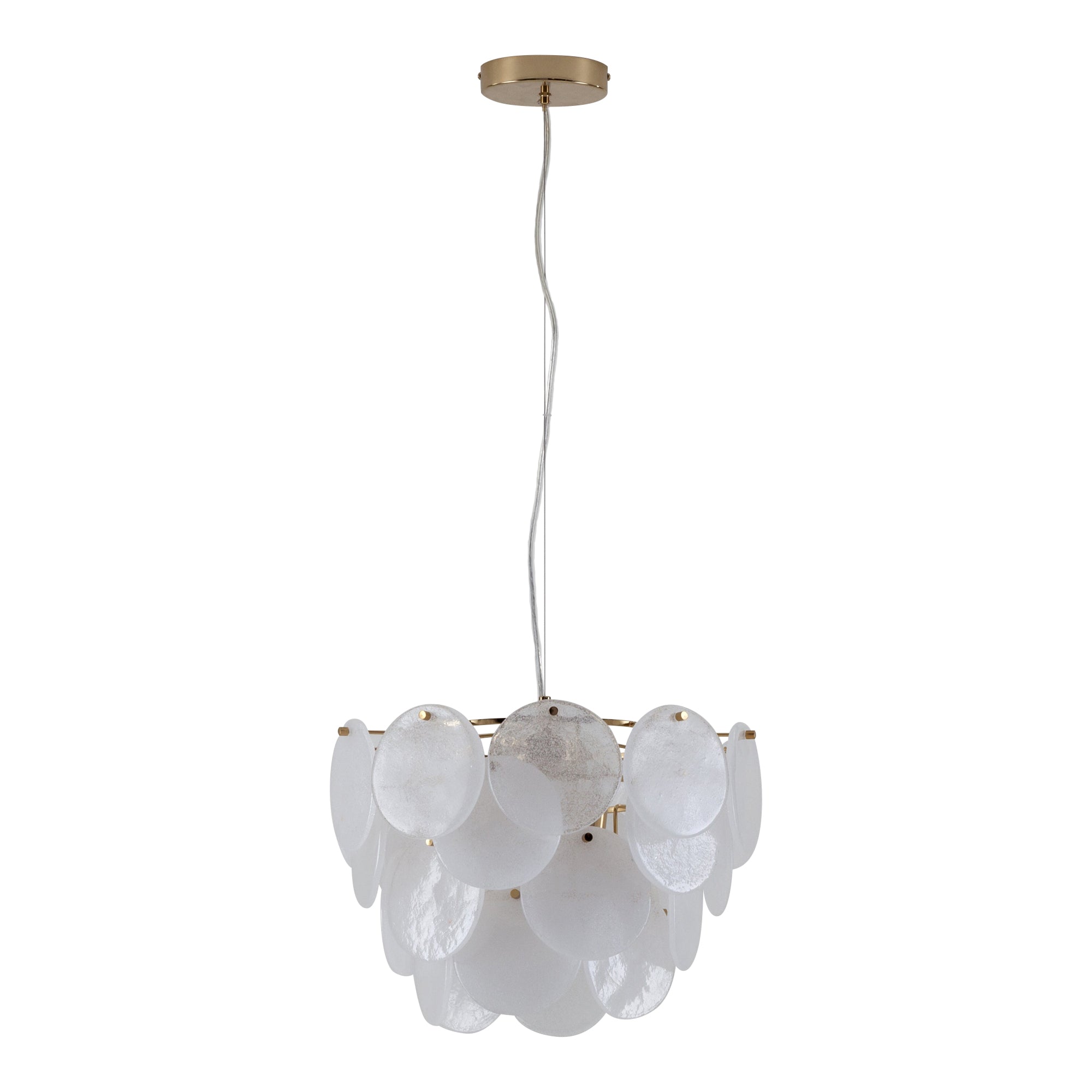 White glass disk chandelier ceiling light