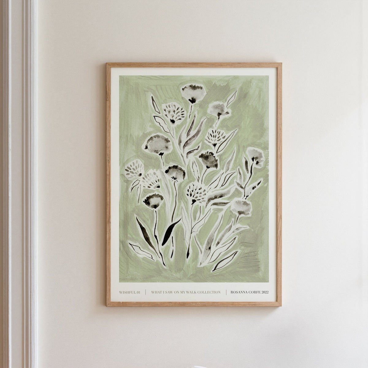 Wishful Green Floral Art Print