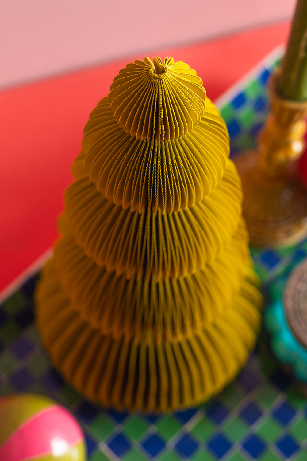 Yellow Honeycomb Ball Origami Paper Tree