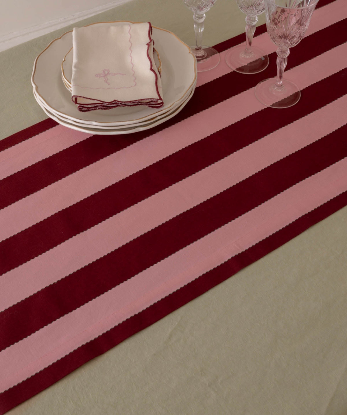 Table Runner - Bold Stripe Burgundy
