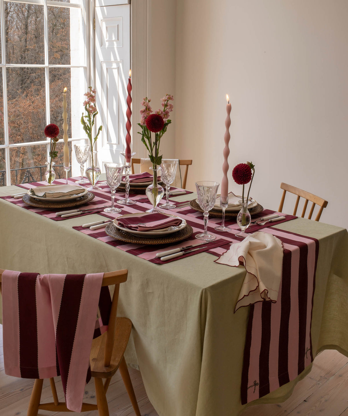 Table Runner - Bold Stripe Burgundy