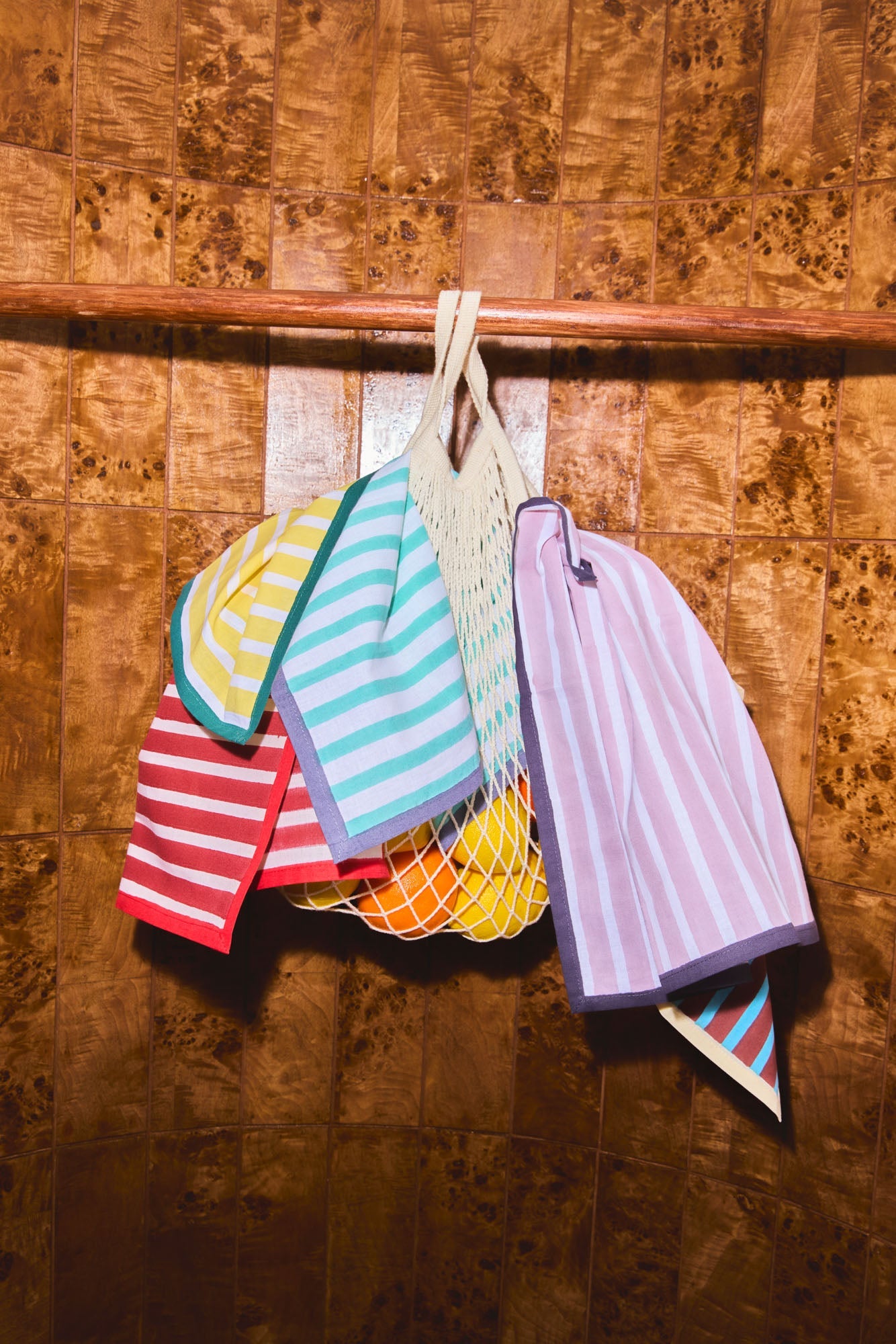 Block Stripe Napkins - Mauve / White