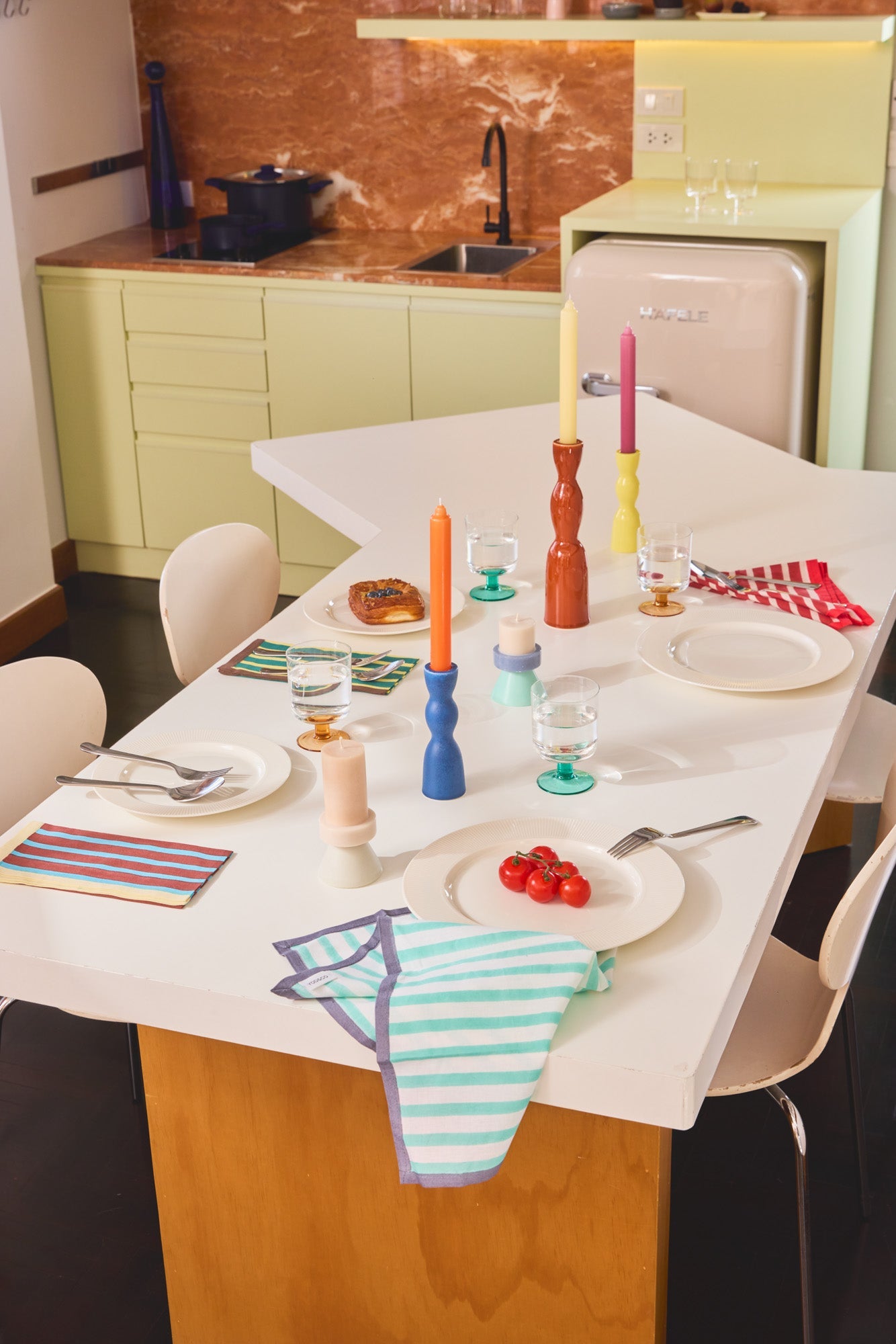 Block Stripe Napkins - Red / White