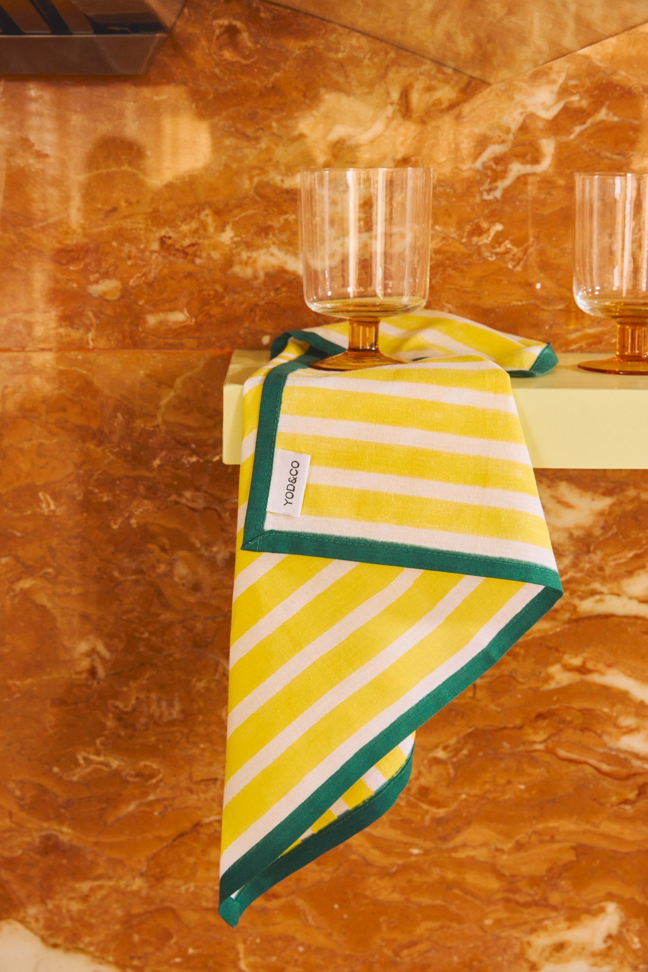 Block Stripe Napkins - Lemon / White