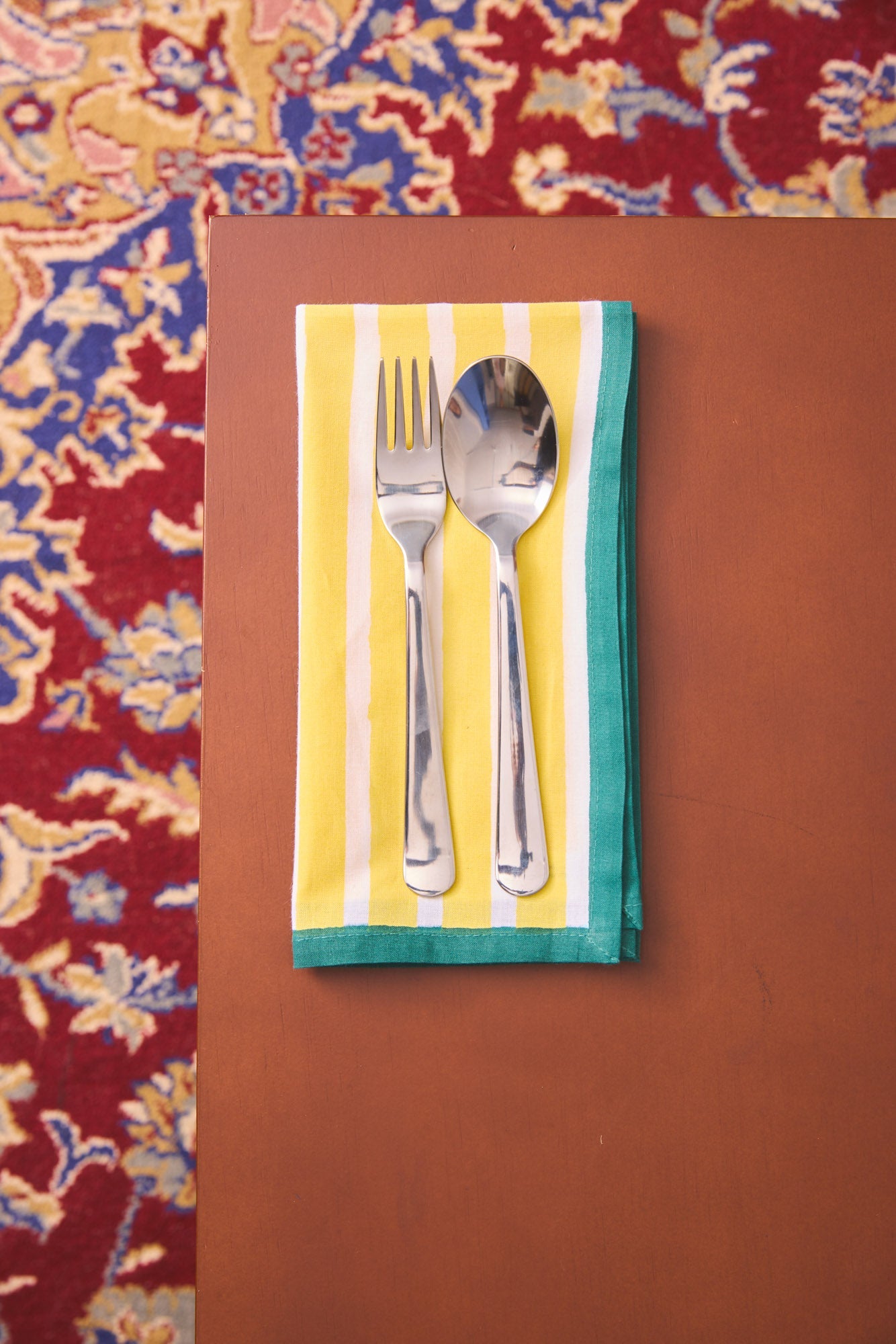 Block Stripe Napkins - Lemon / White