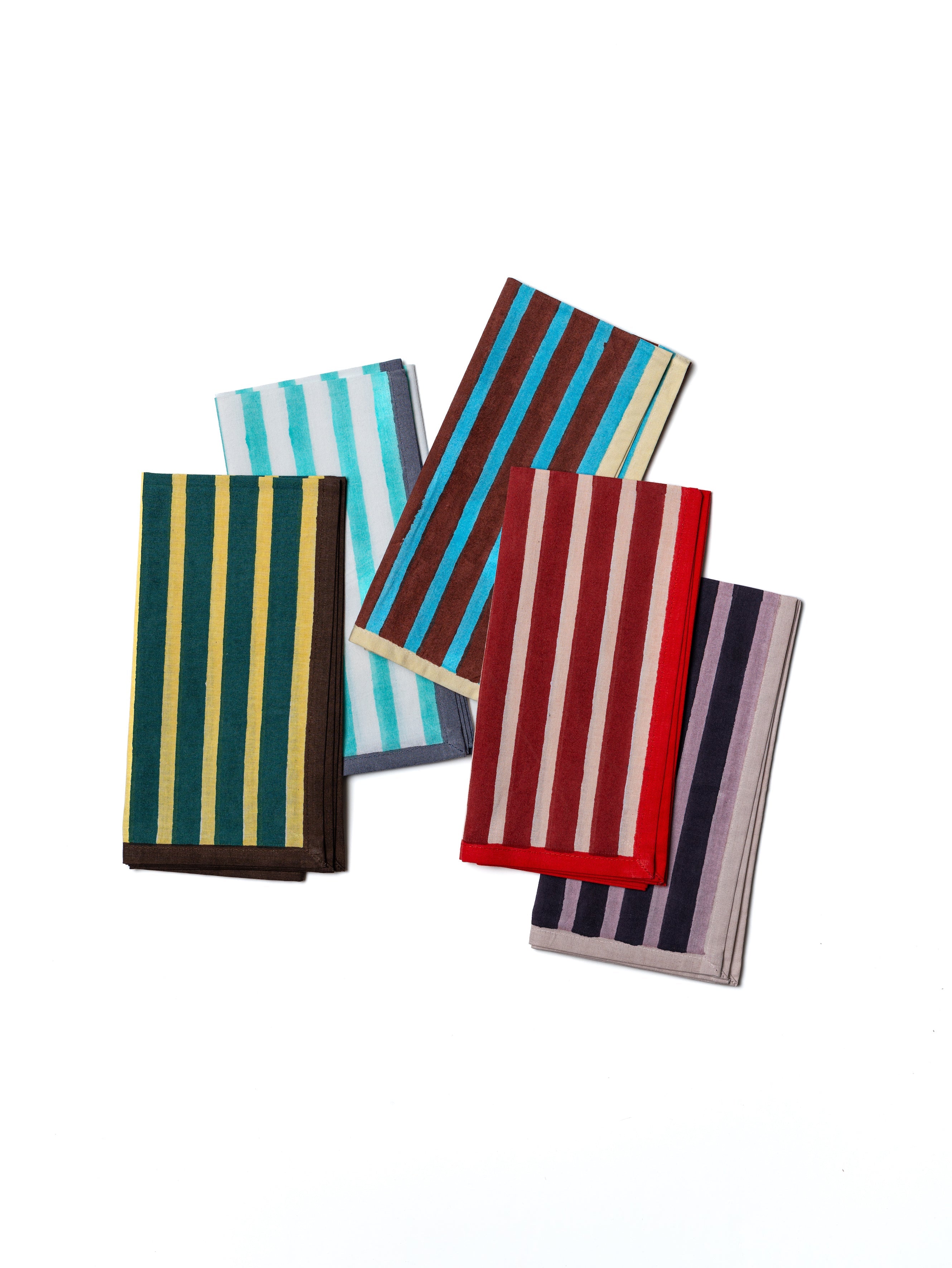 Block Stripe Napkins - Aubergine / Mauve