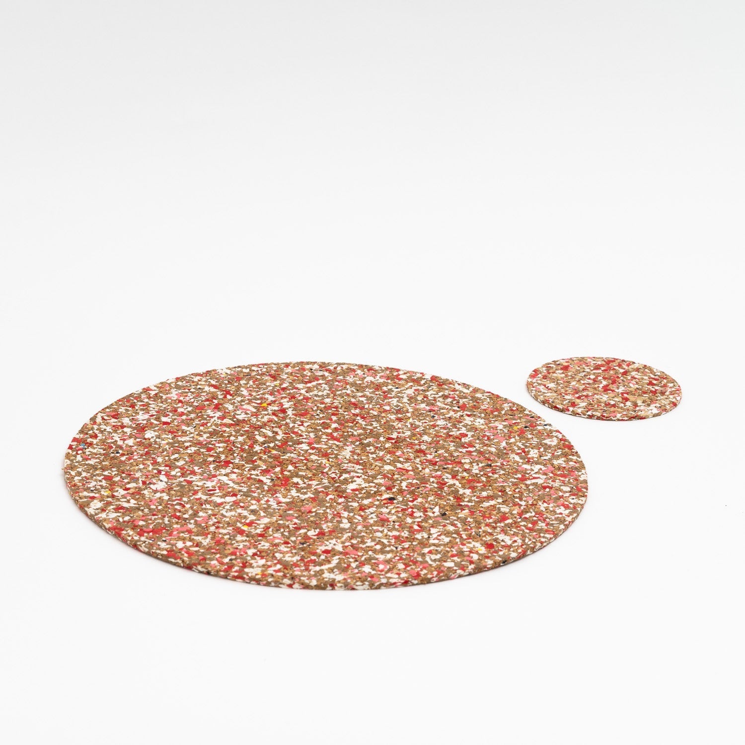 Red Round Speckled Cork Placemat