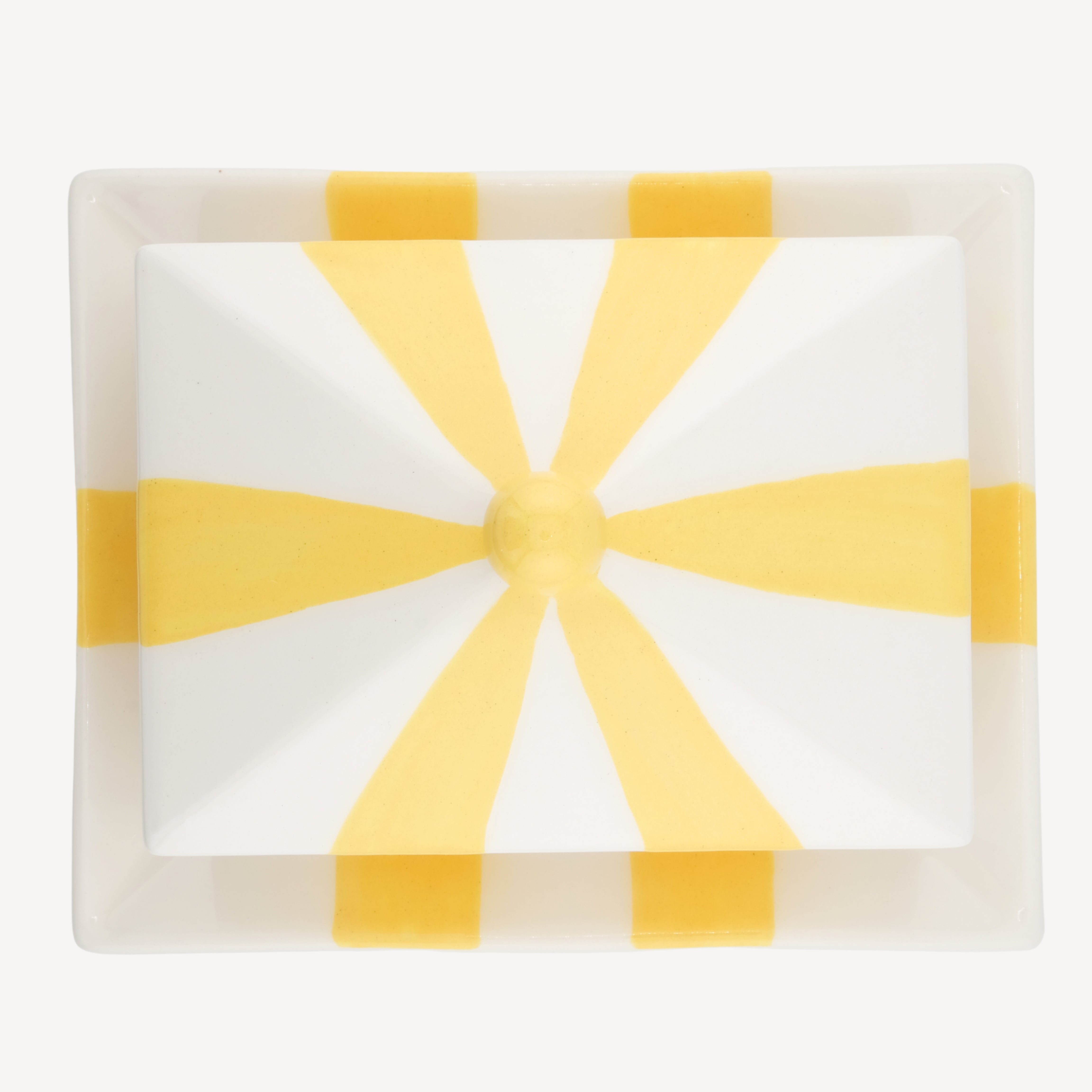 Circus Stripe Butter Dish - Yellow