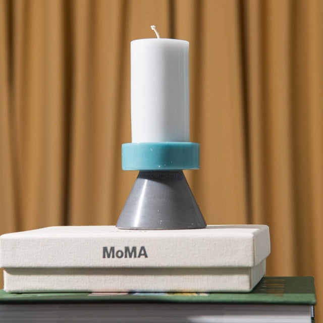 Stack Candle Tall | Lilac, Turquoise & Charcoal