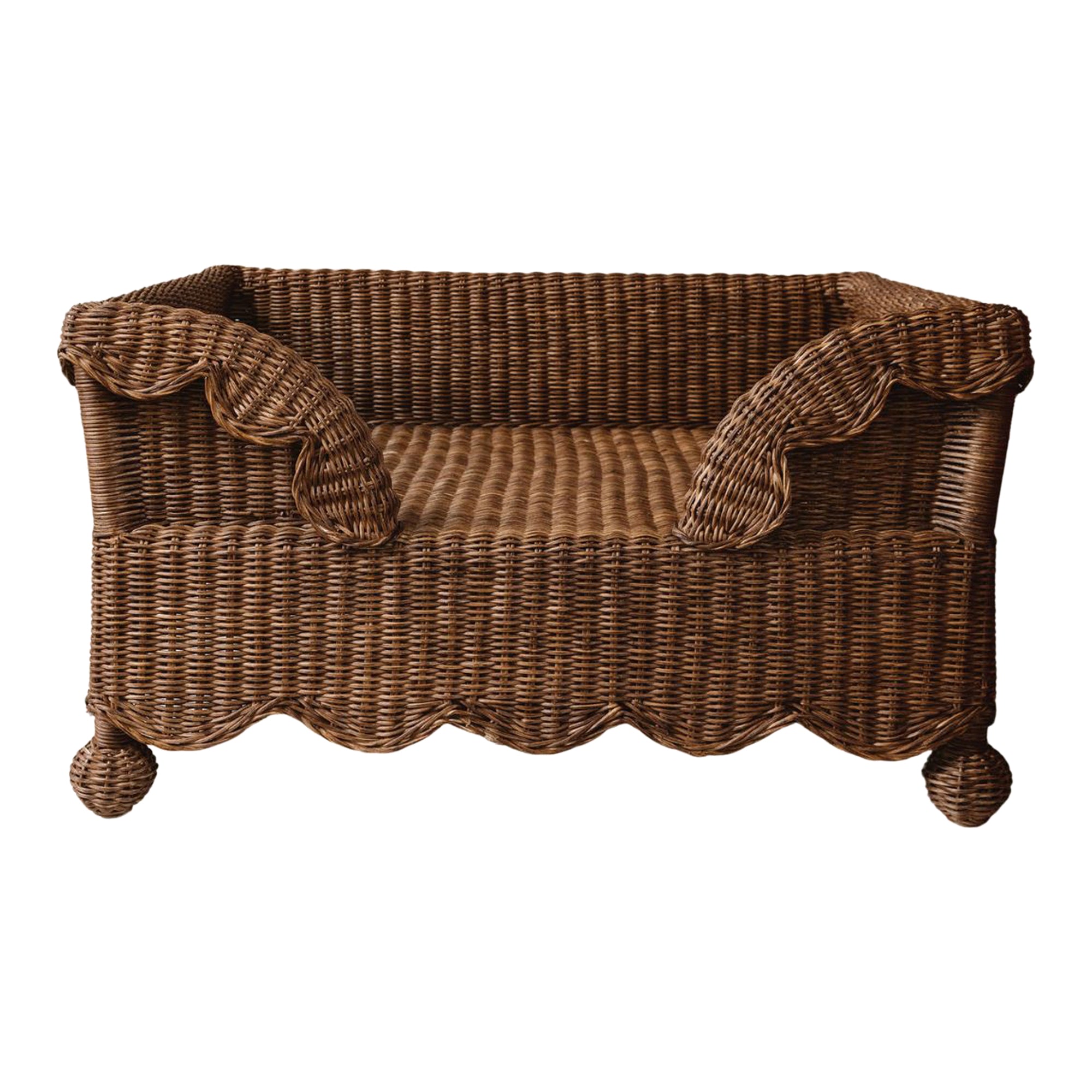 Ziggy Scalloped Rattan Dog Bed