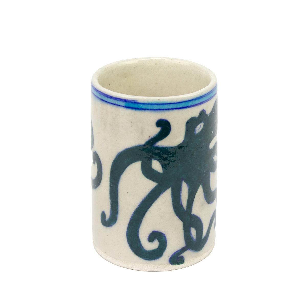 Hand Painted Indian Toothbrush Holder 'Octopus'