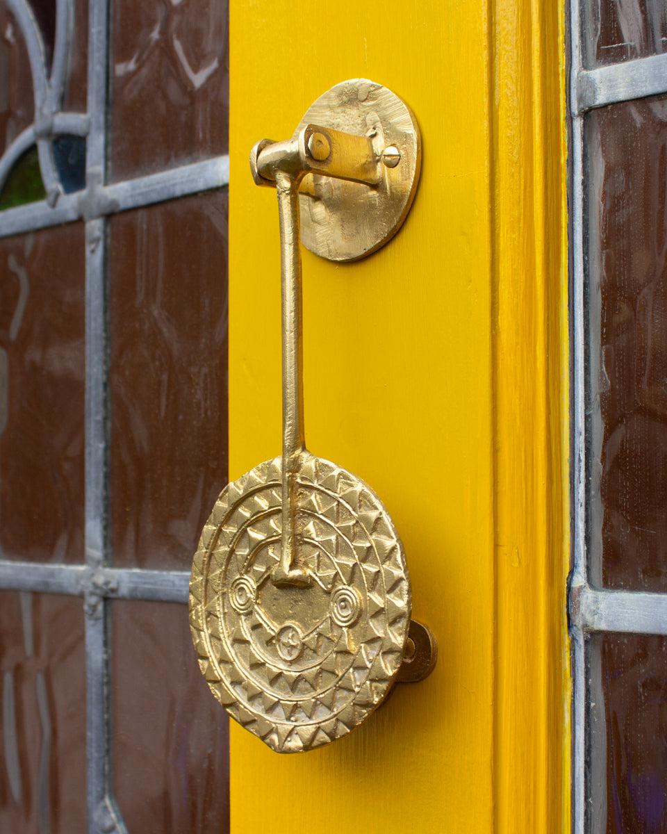 Ghanaian Ashanti Brass Door Knocker 'Sun Mask'
