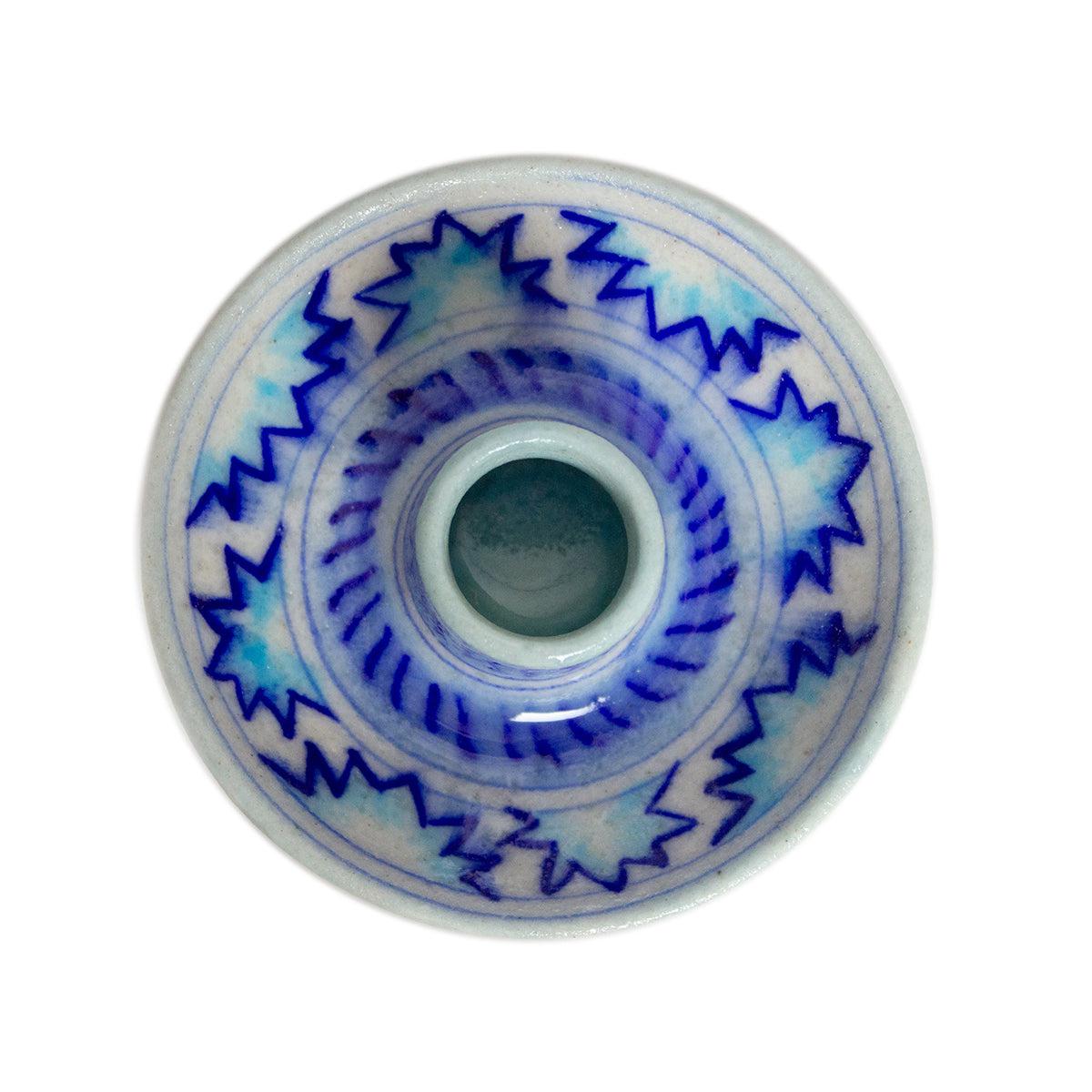 Kite Festival Hand Painted Indian Candle Stick Holder 'Royal Blue'