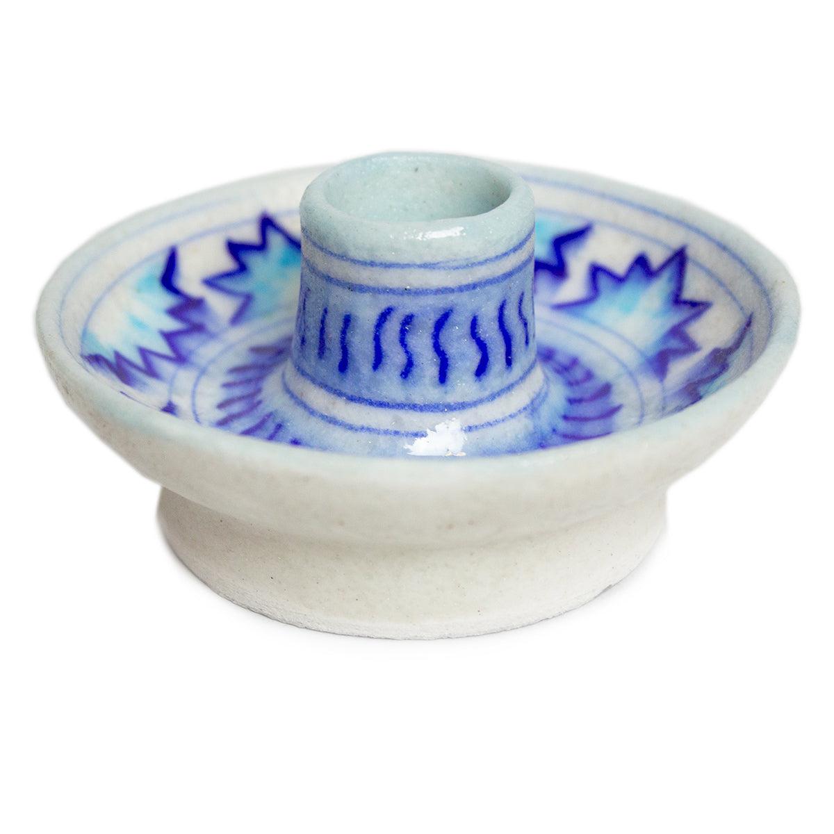Kite Festival Hand Painted Indian Candle Stick Holder 'Royal Blue'