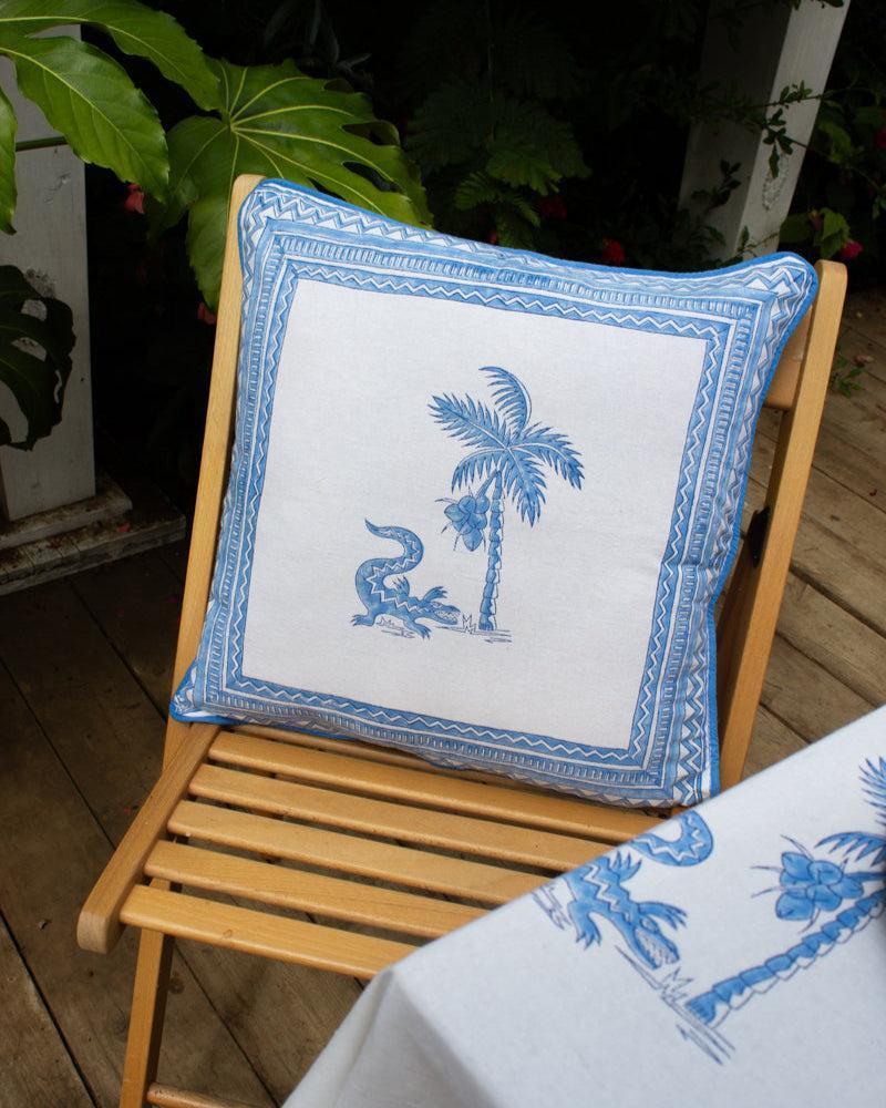 Crocodile Organic Cotton Piped Cushion Cover