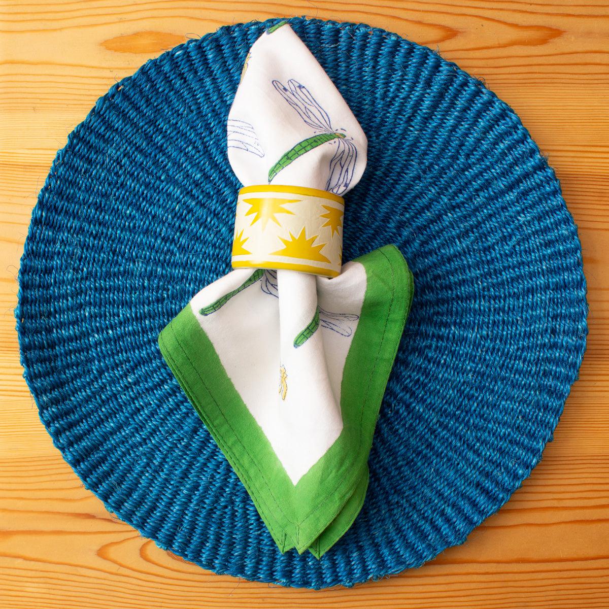 Hand Carved Soapstone Napkin Ring 'Yellow Sun'