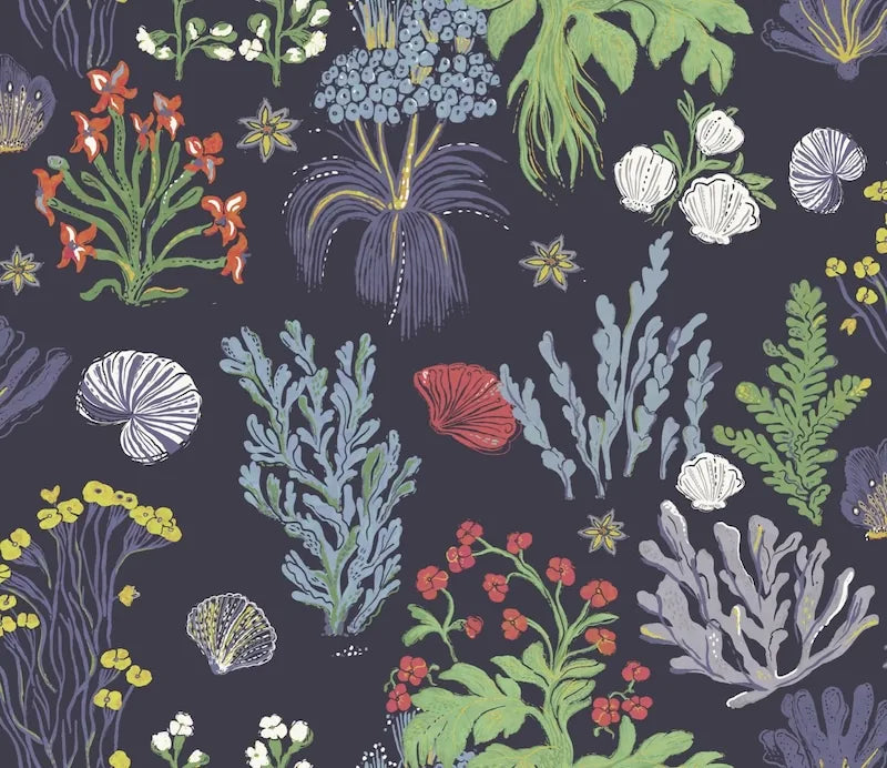 Aster and Cockle Fabric - Navy