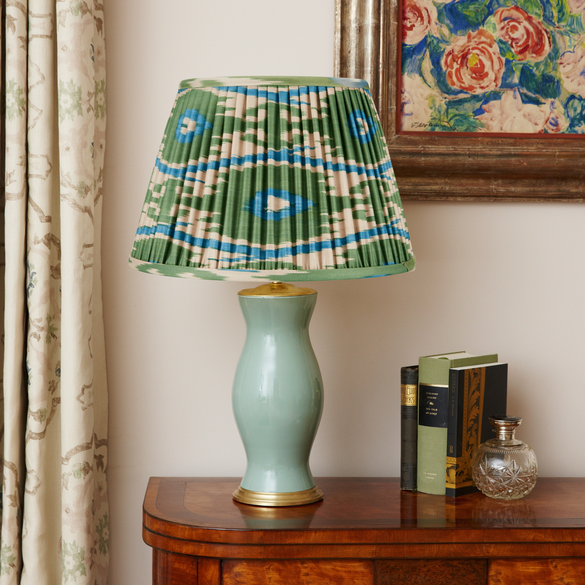 GREEN AND BLUE IKAT LAMPSHADES