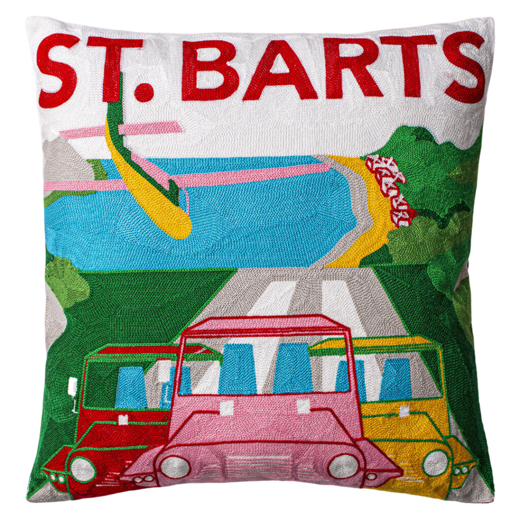 St. Barts Needlepoint Pillow – Tropical Island Design