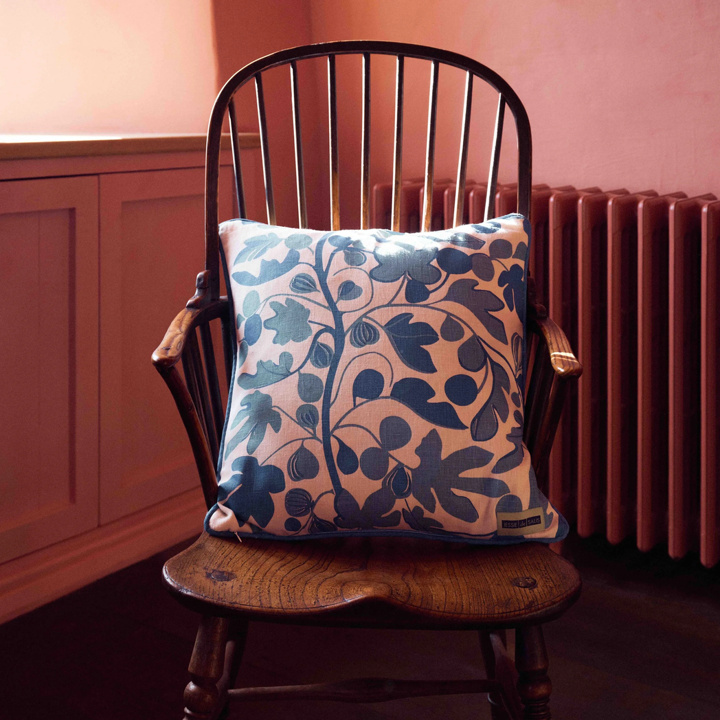 Figs Cushion (tones of blue)