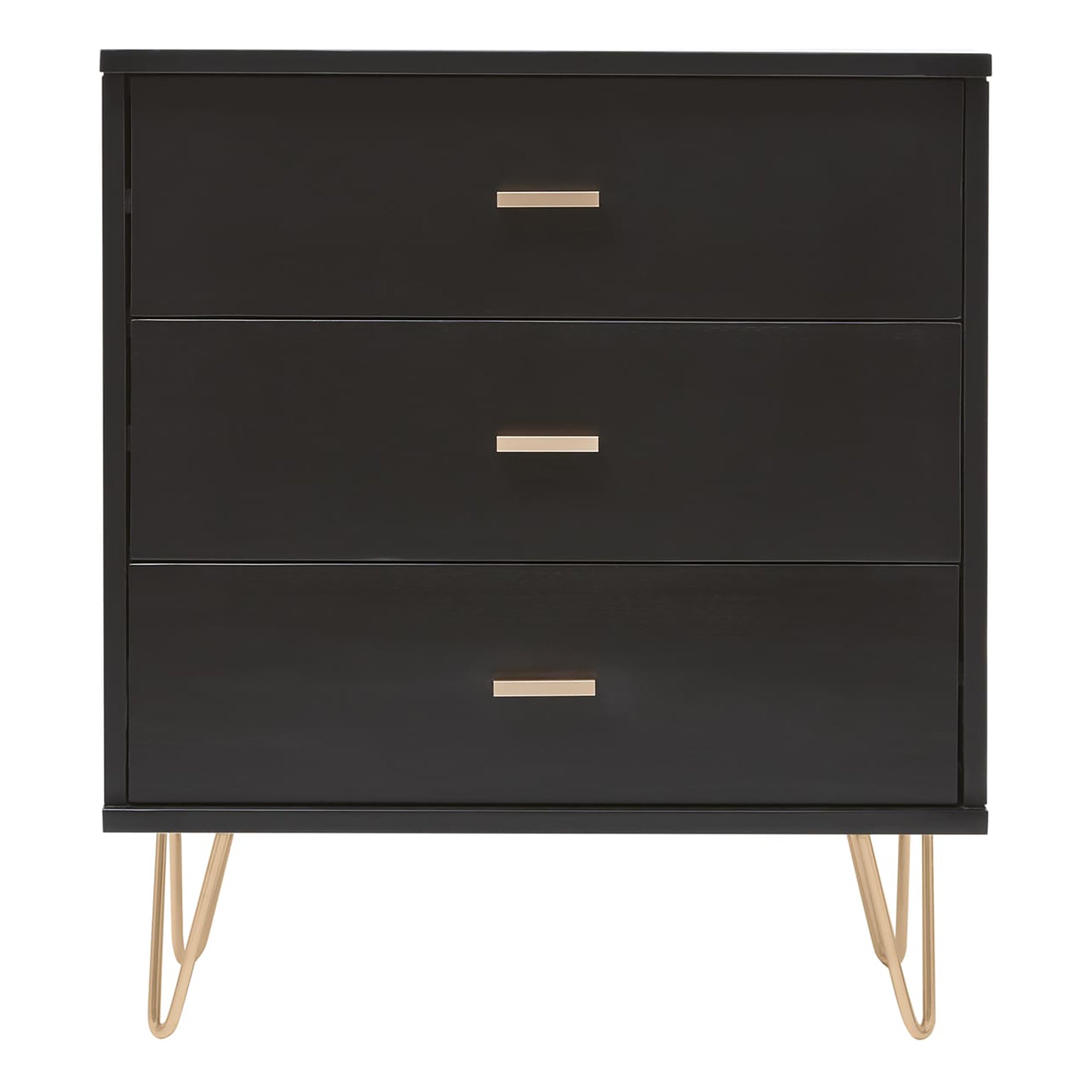 Monroe Solid Wood Black Chest of 3 Drawers