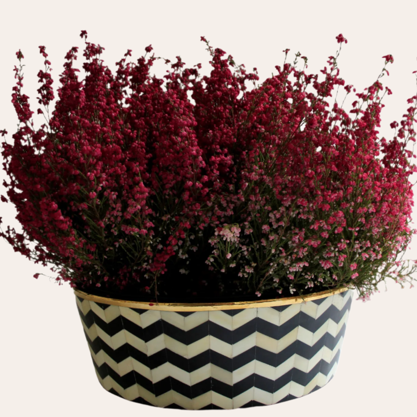 Round Inlay Planter | Large | Black | Chevron