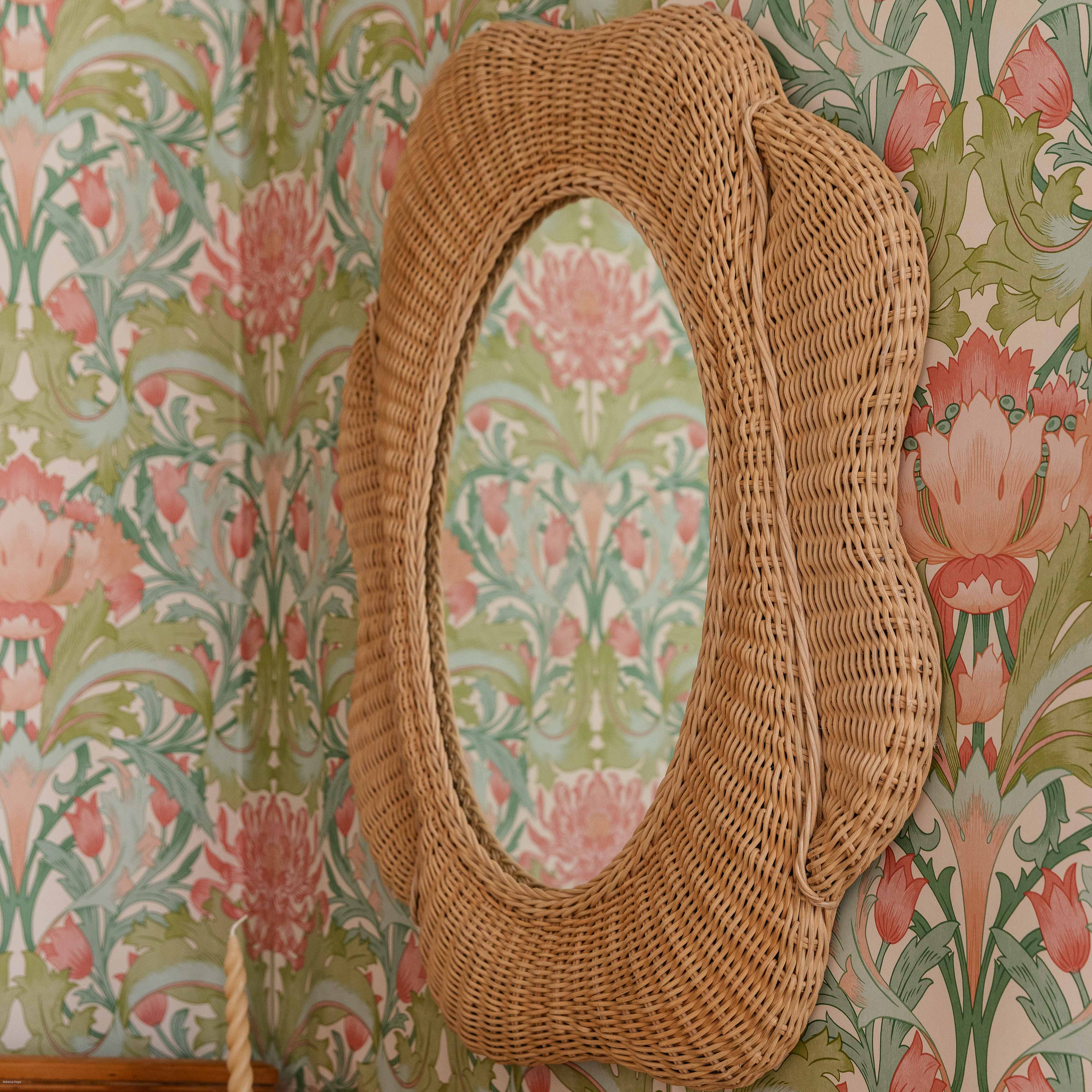 Blossom Oval Rattan Mirror