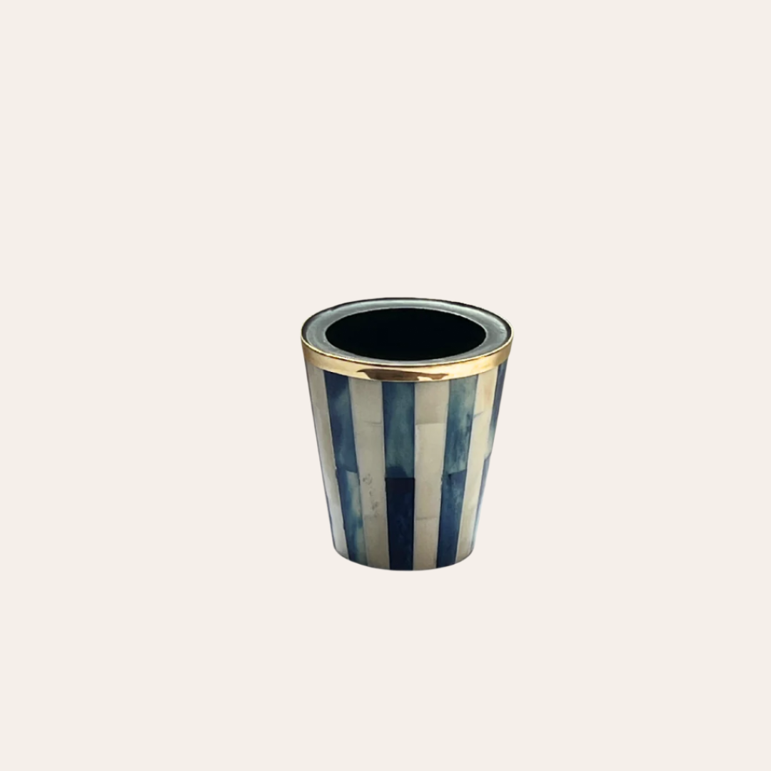 Striped Inlay Brush Pot | Blue & White