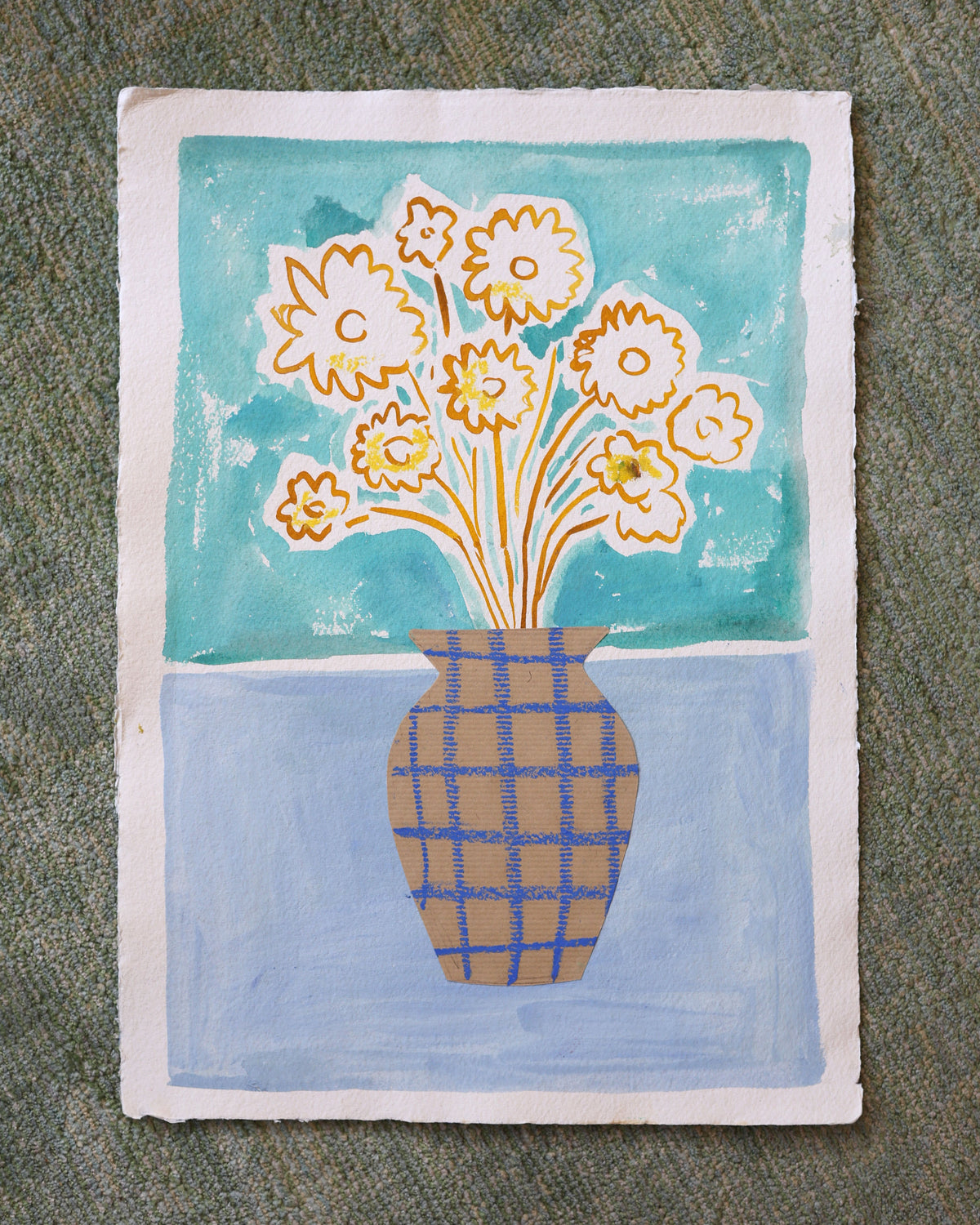 Blue Check Vase