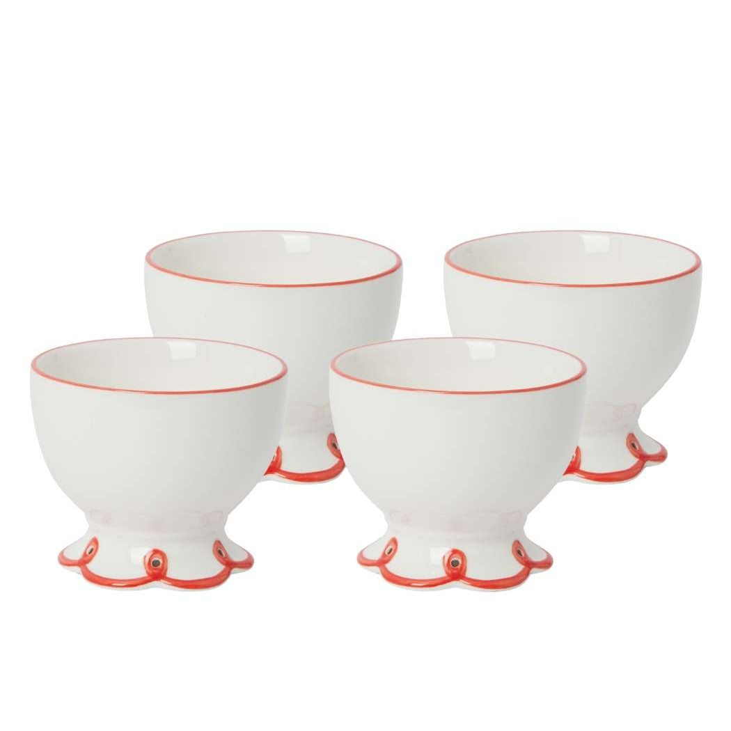 Rosy Red Scalloped  Nibbles Bowl | Set of 4