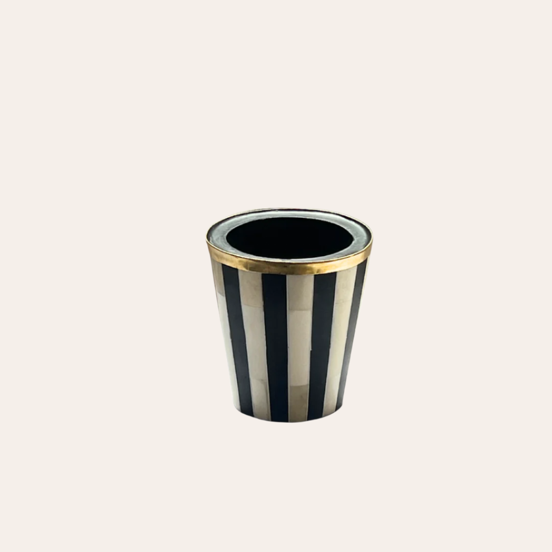 Striped Inlay Brush Pot | Black & White