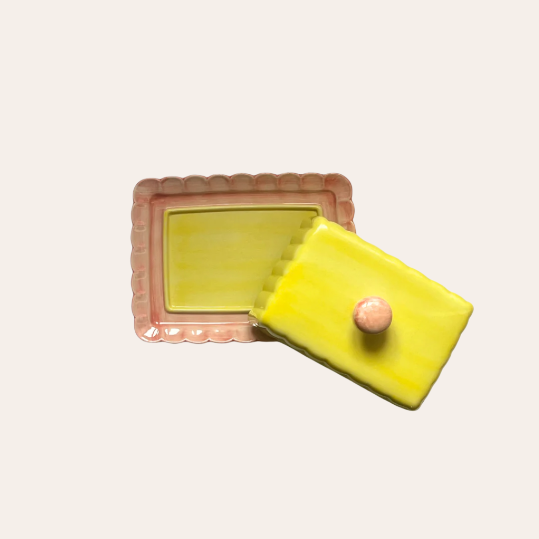 Butter Dish | Yellow & Pink