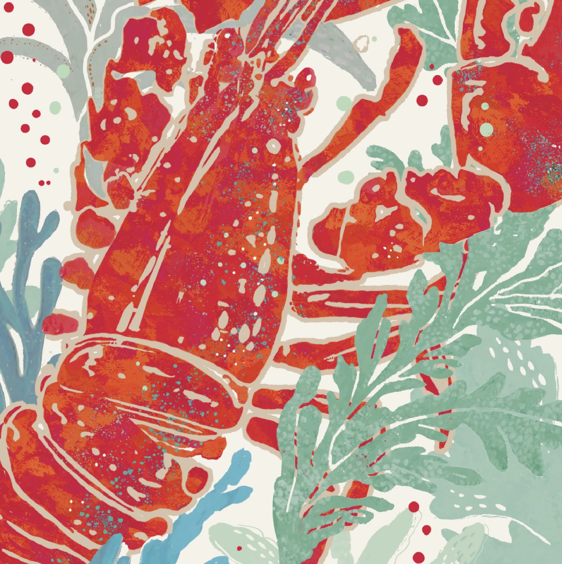 Rock Lobster Fabric - Coral Multi