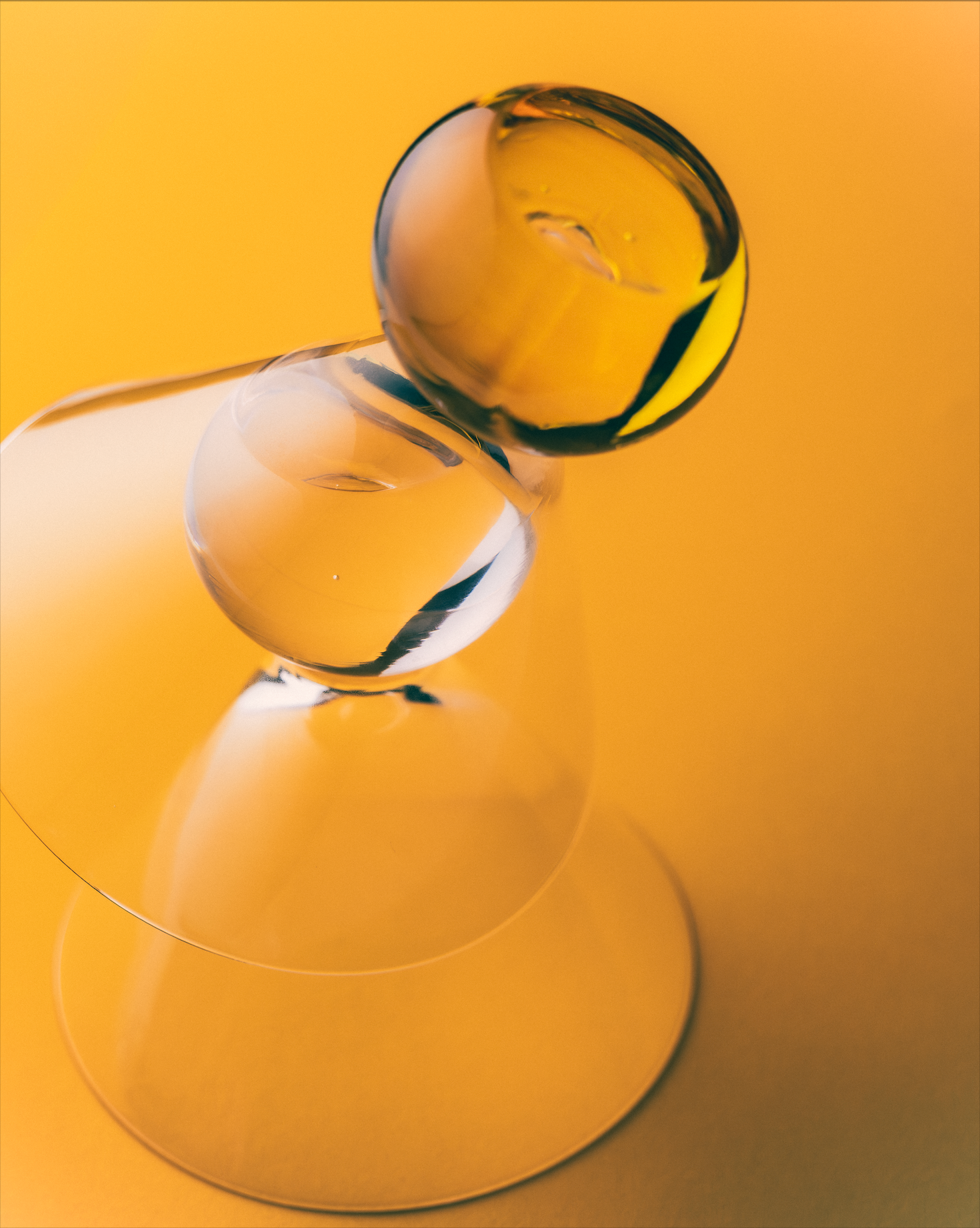 Cocktail Glasses, Yellow/Clear - Set of 2