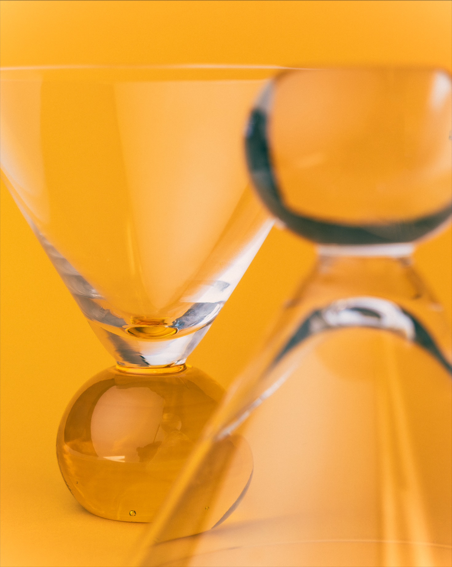 Cocktail Glasses, Yellow/Clear - Set of 2