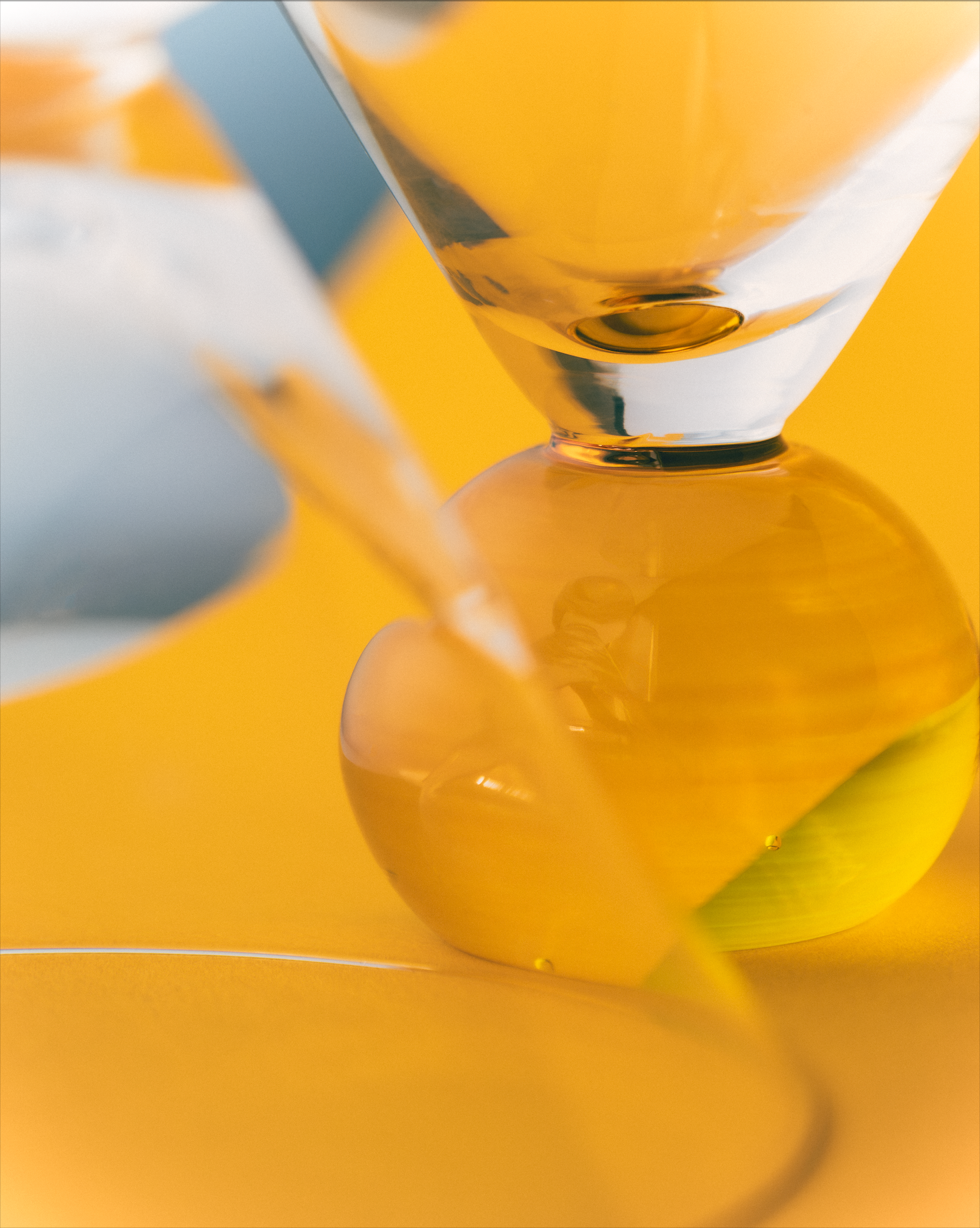 Cocktail Glasses, Yellow/Clear - Set of 2
