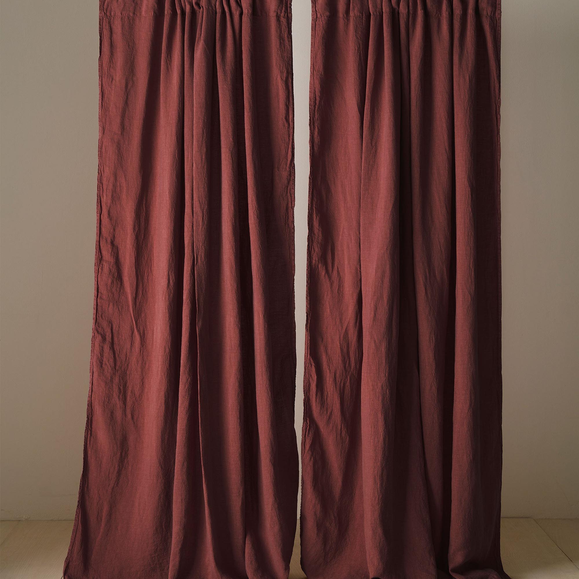 Conker 100% Linen Loop Top Curtain (Single)