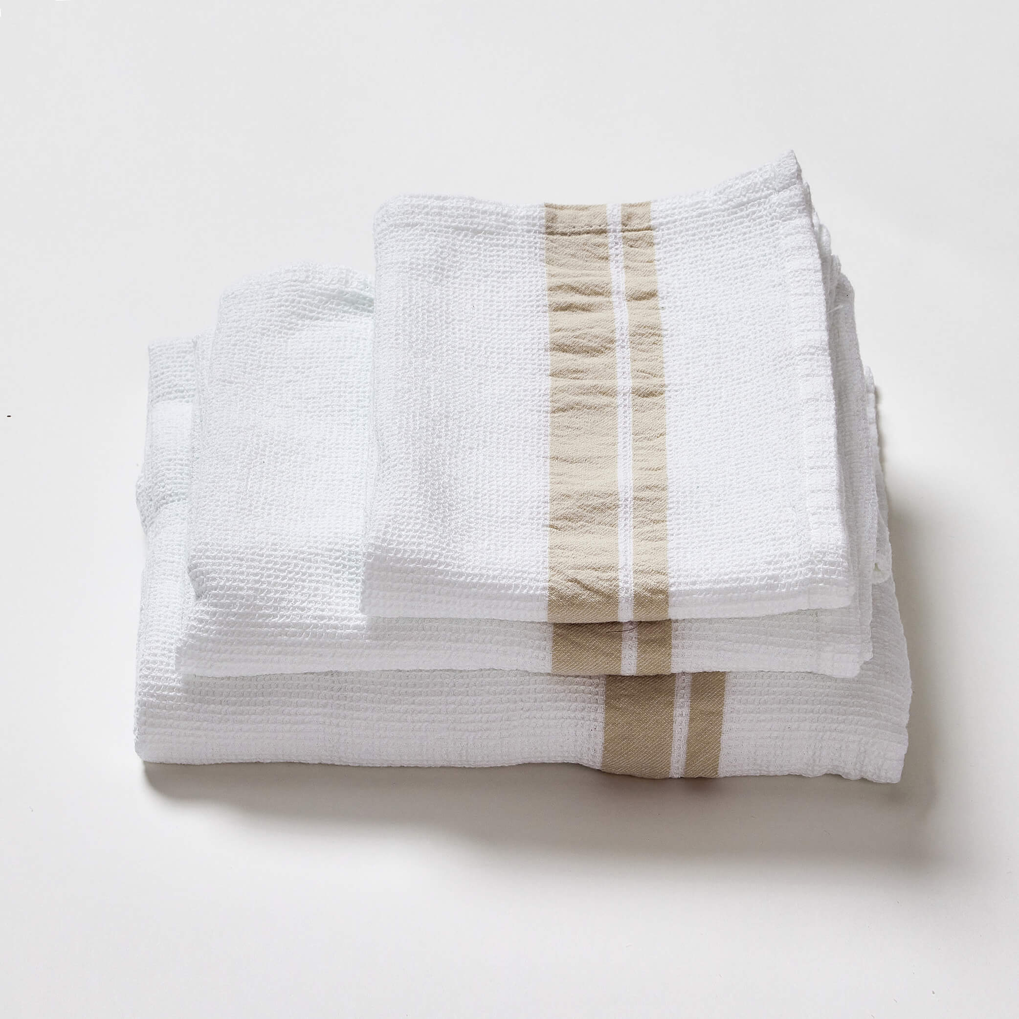 White Stripe Soft Waffle Cotton Towels