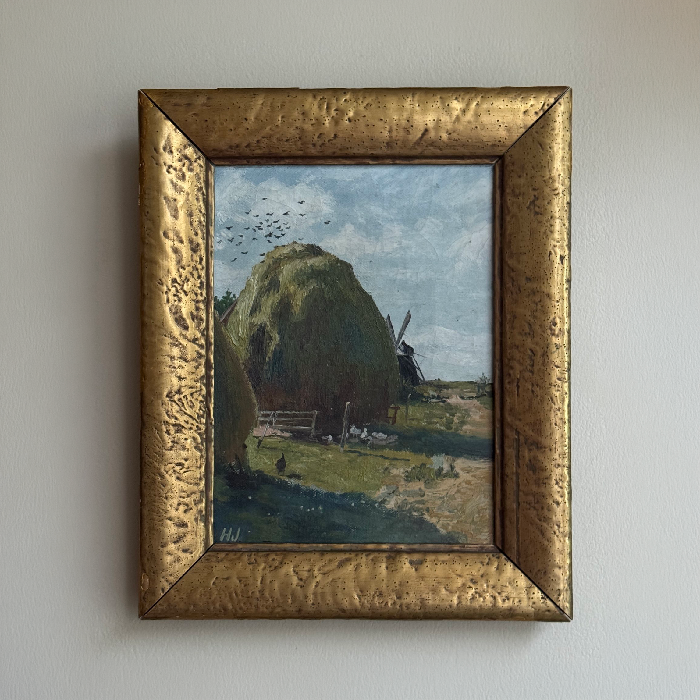 Haystack with Birds Oil Painting