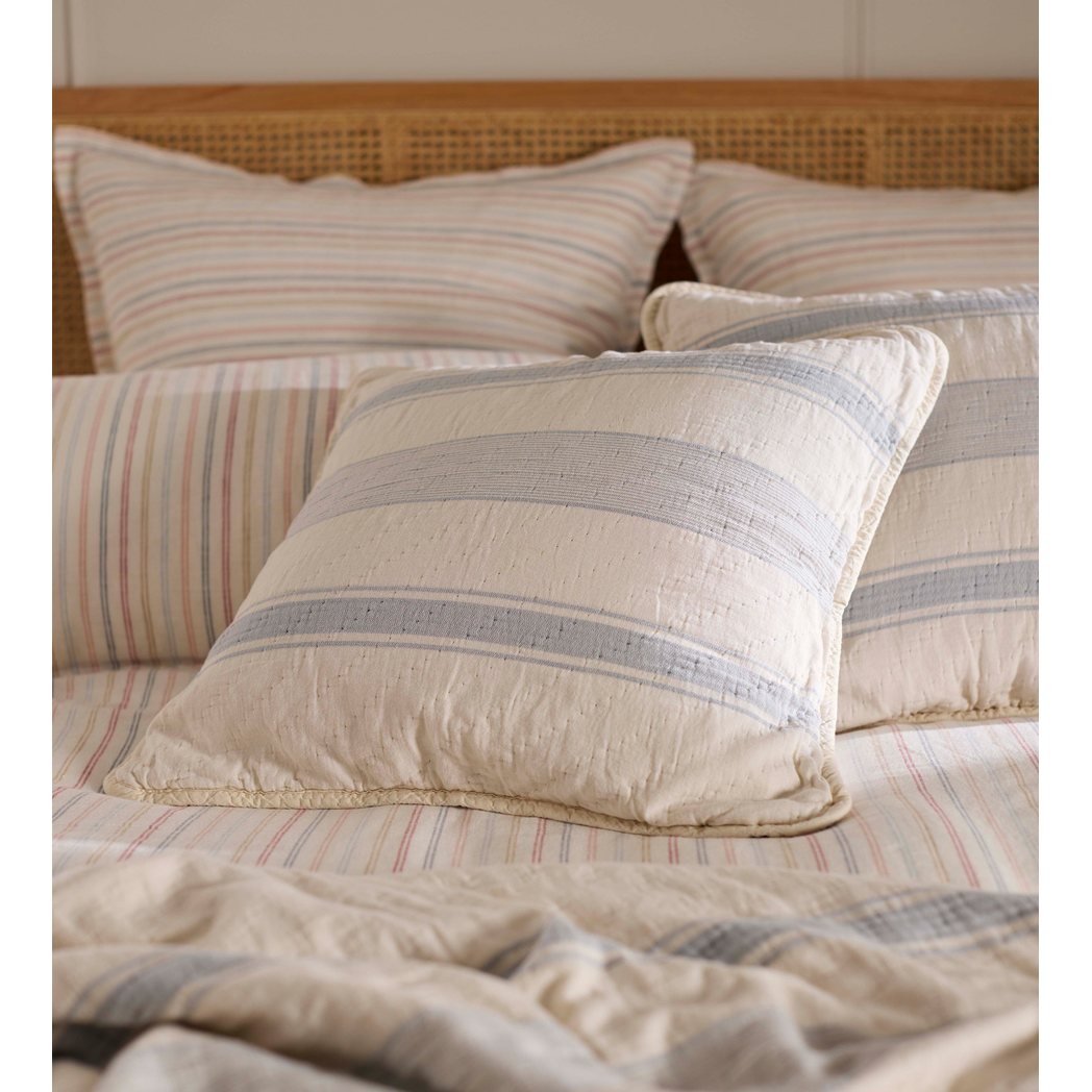 Blue Benji Stripe 100% Cotton Cushion Cover