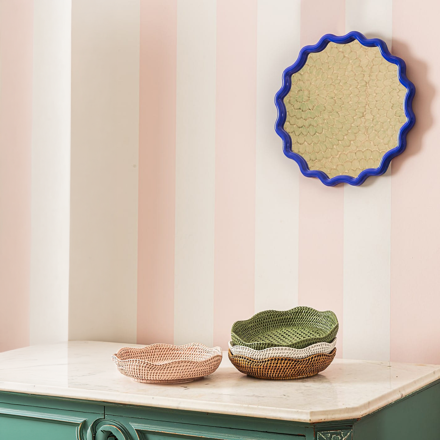 Daisy Scallop Mirror | Cobalt