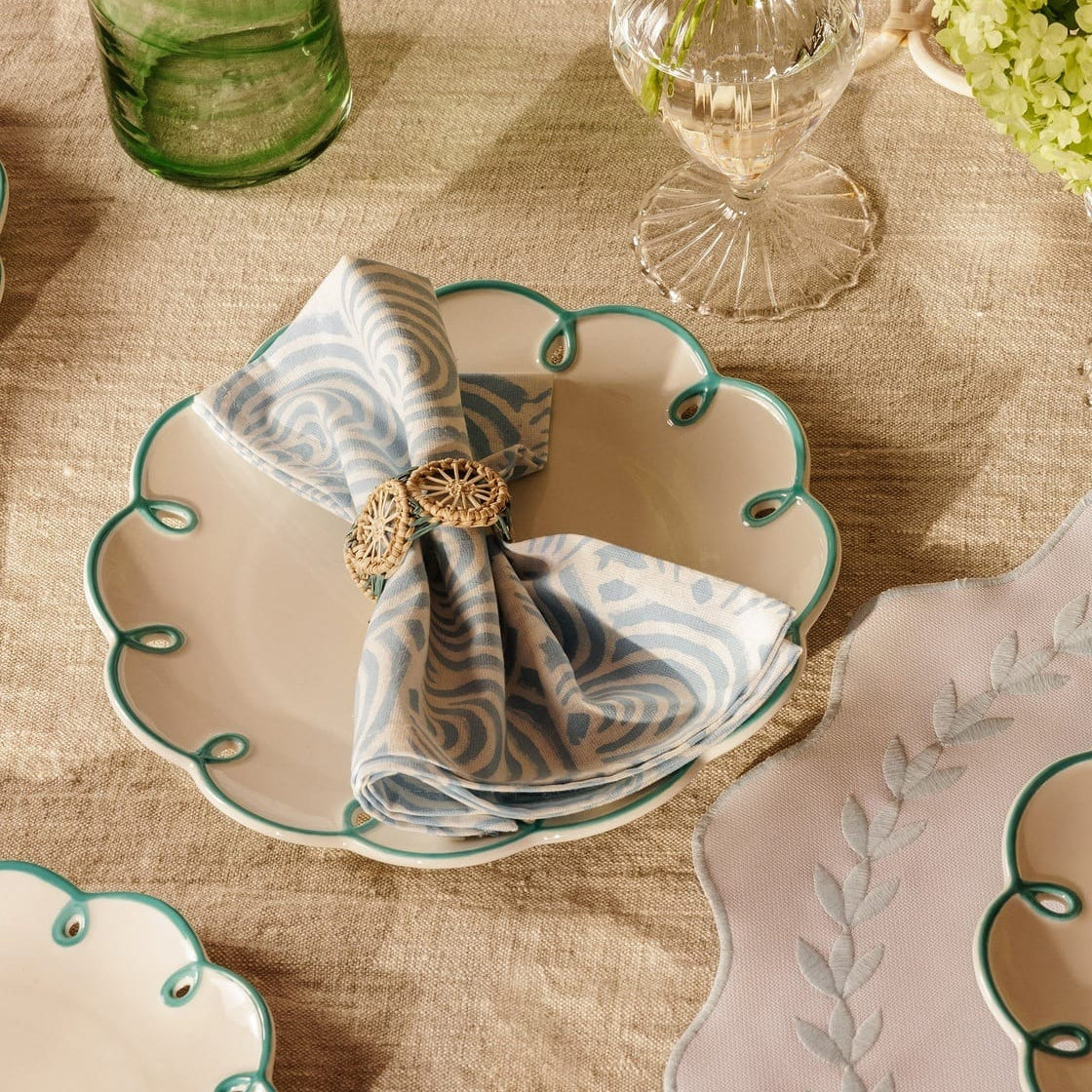 Sky Blue Scalloped Dessert Plate | Set of 4