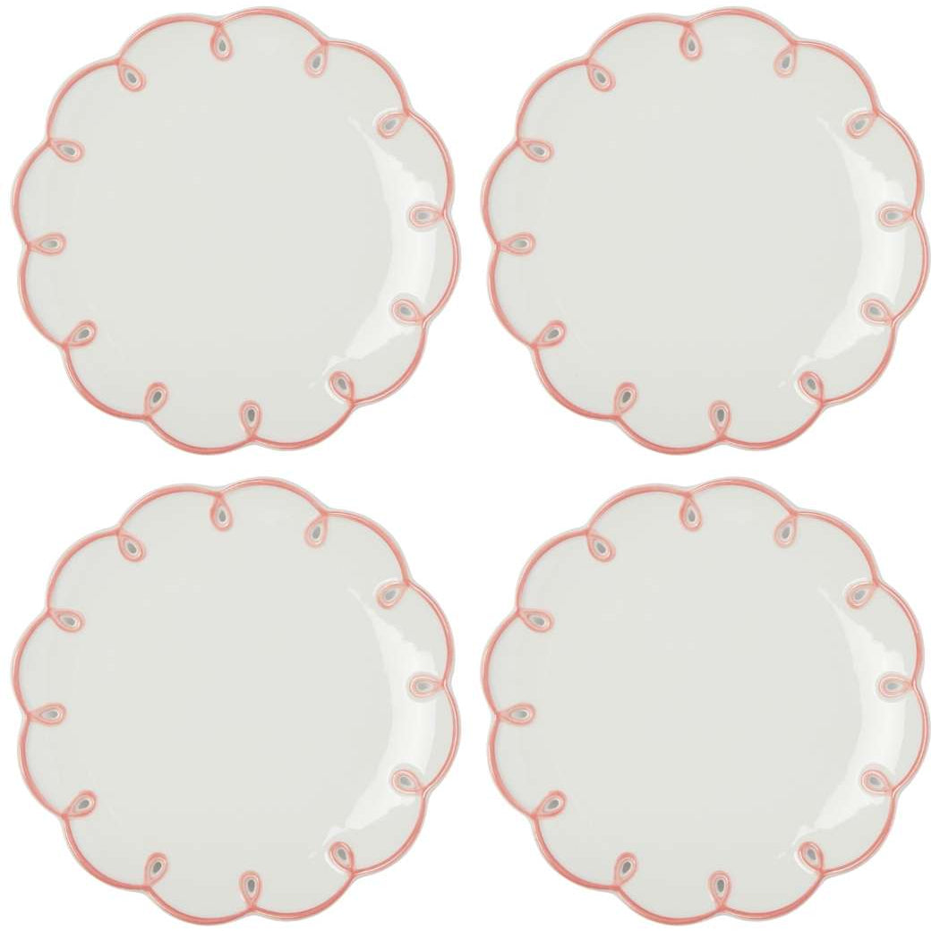 Pretty In Pink Scalloped Dessert Plates | Set of 4